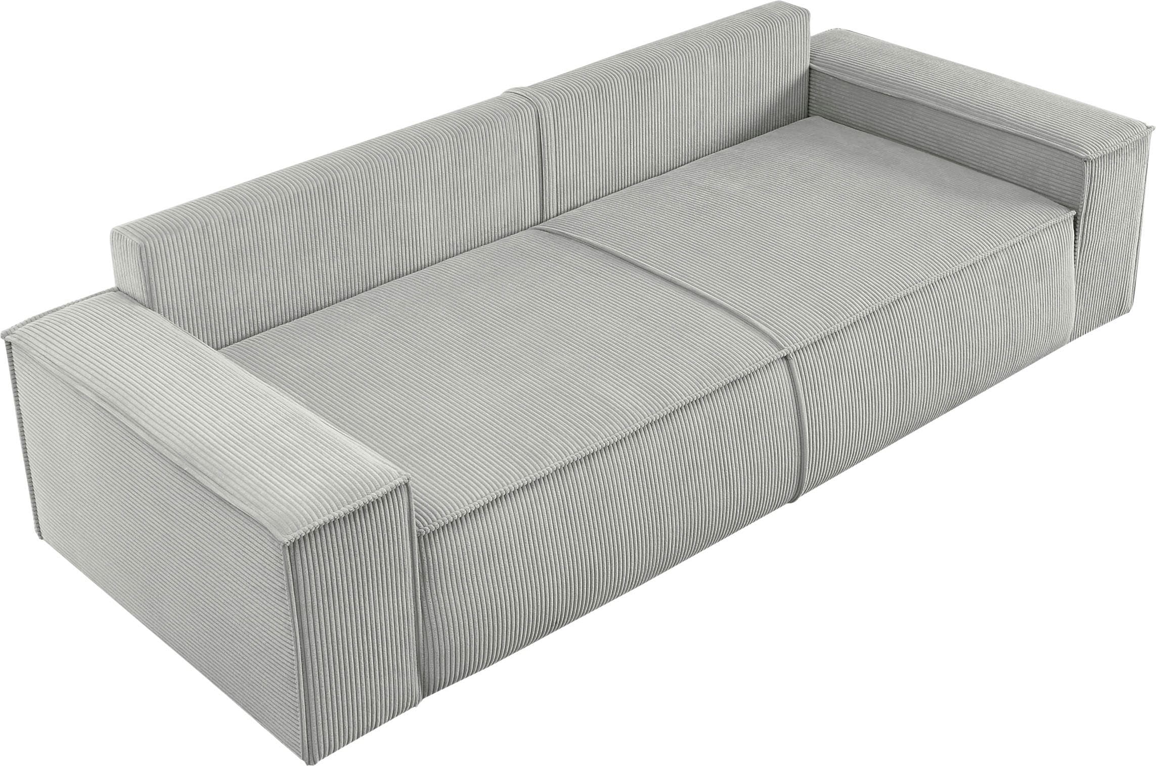 Home affaire 3-Sitzer »SHERWOOD Schlafsofa (257cm) Cord, Samtvelours, Vintage-Lederoptik«, Schlaffunktion mit Bettkasten (ca. 136/200cm)
