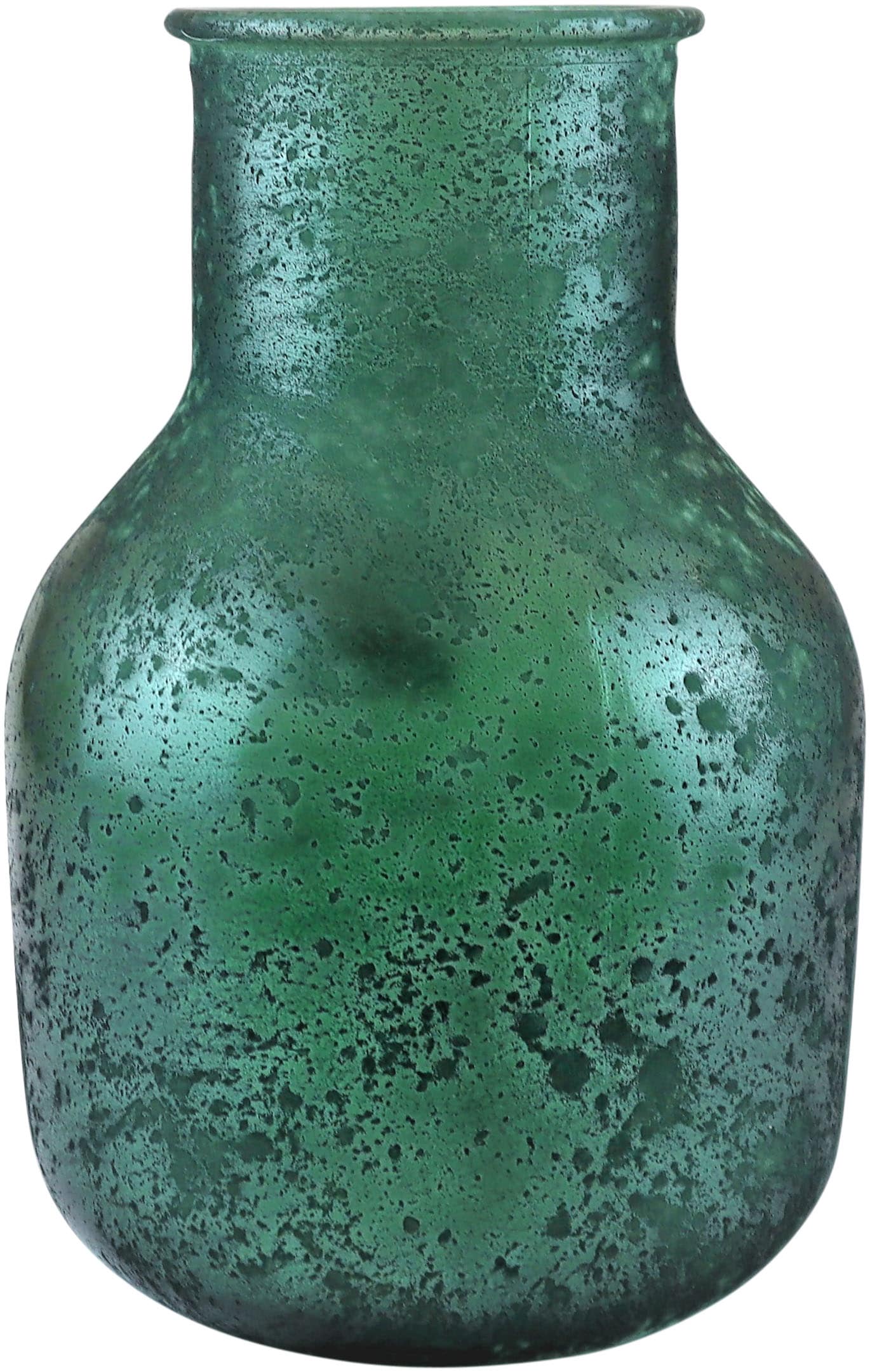 AM Design Dekovase "Vase" aus mattiertem, grünem Recycelfass Glas
