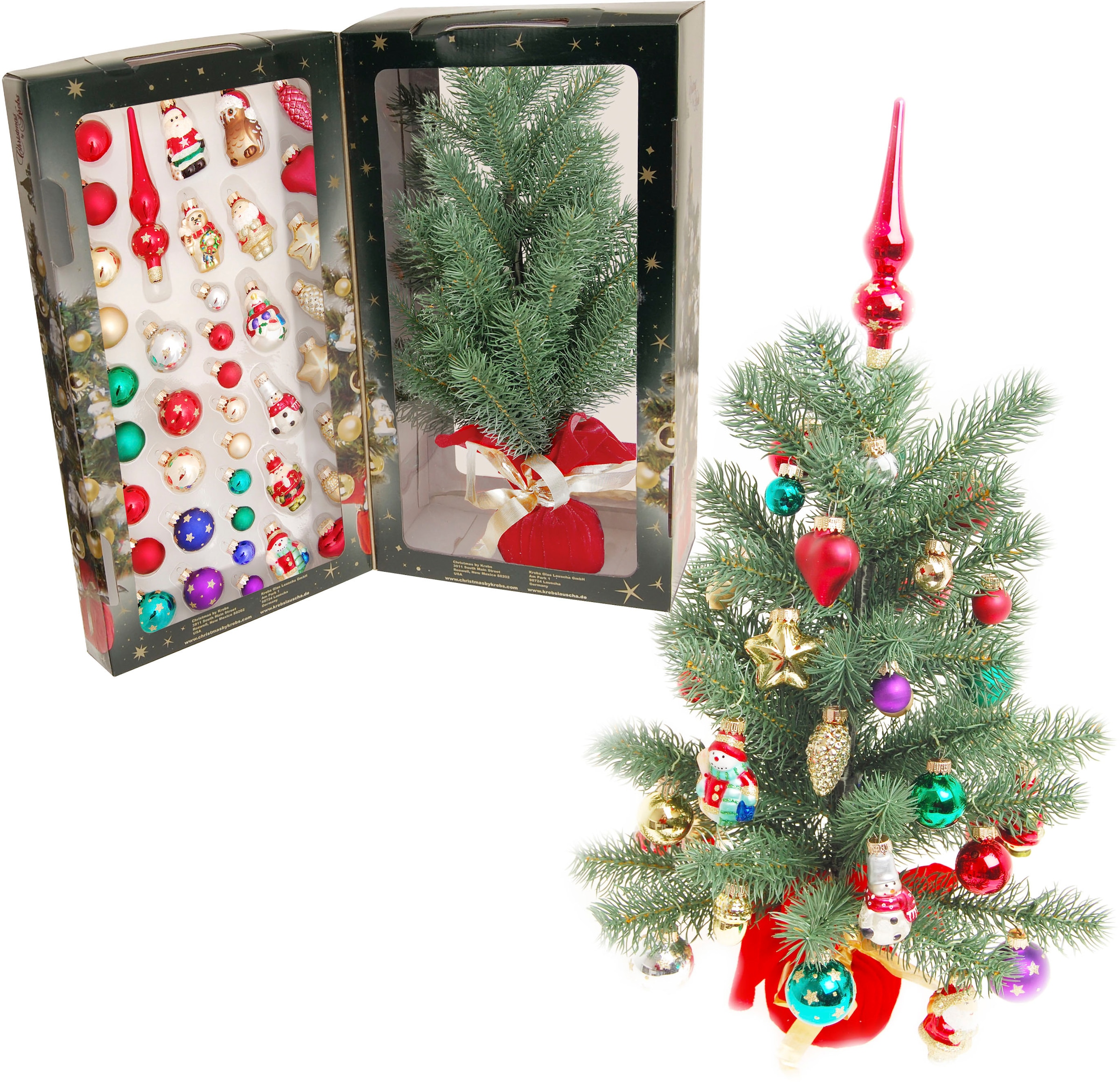 kaufen Figuren Weihnachtsbaum - und »Mini Künstlicher cm Weihnachtsbaum Edeltanne, Glas online Krebs bequem Kugeln, Spitze«, 45 Lauscha mit Kugelaufhänger Weihnachtsbaumschmuck inkl.