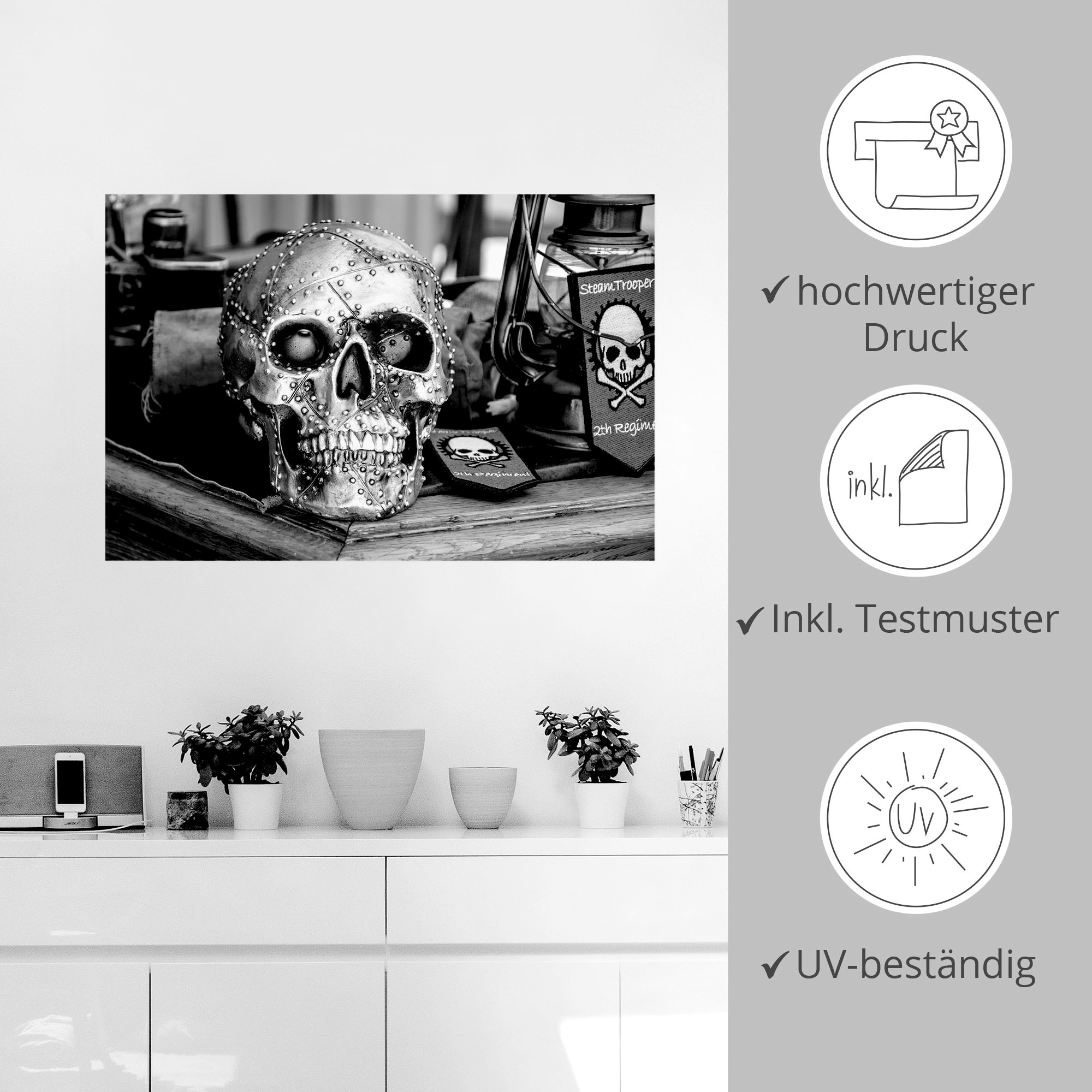 Artland Wandbild »Totenkopf«, klassische Fantasie, (1 St.), als Leinwandbild, Poster, Wandaufkleber in verschied. Größen