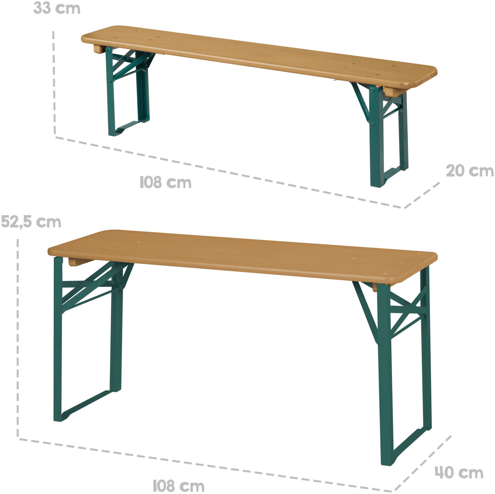 roba® Kindersitzgruppe »Outdoor Party-Garnitur für Kinder, natur/grün, aus Holz«, (3 tlg.), FSC® - schützt Wald - weltweit