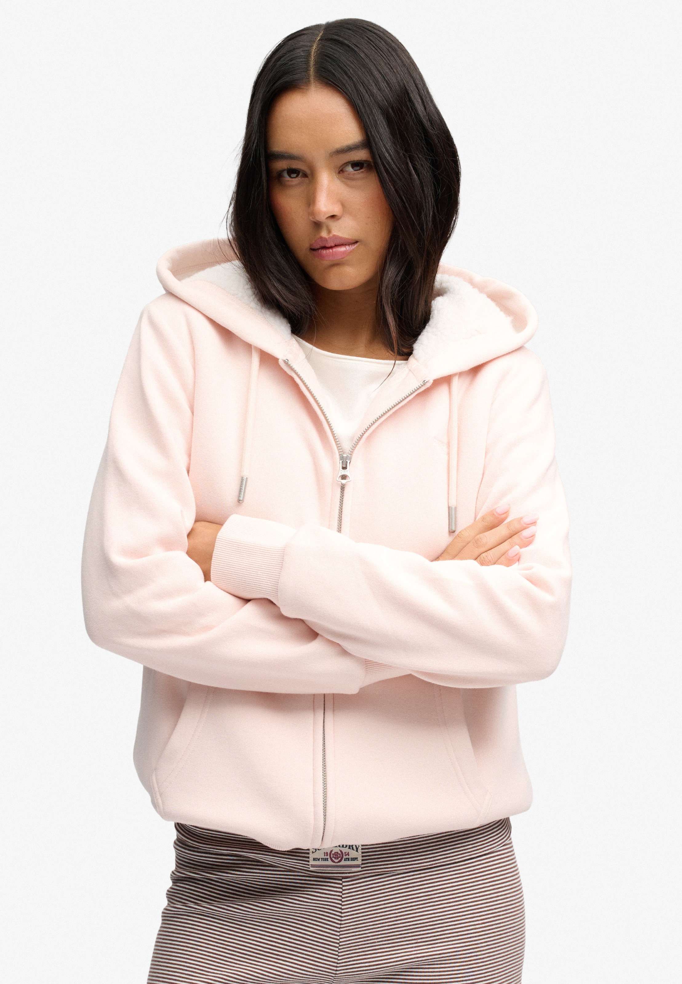 Superdry Kapuzensweatjacke »SIGNATURE EMB BORG ZIPHOOD« Baumwollmischung, relaxed fit