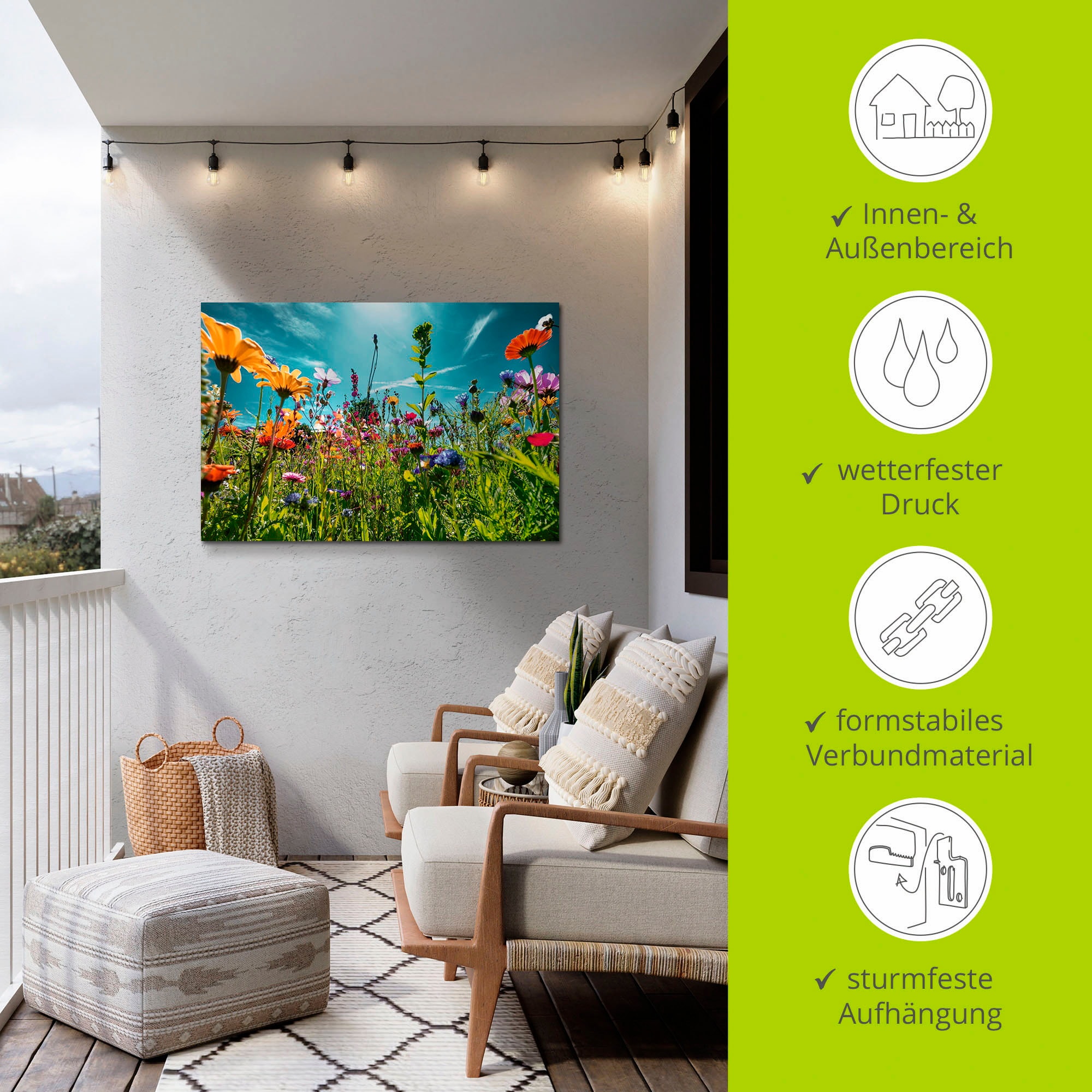 Artland Wandbild »Buntes Blumenfeld«, Blumenwiese, (1 St.), als Alubild, Outdoorbild, Leinwandbild, Poster, Wandaufkleber