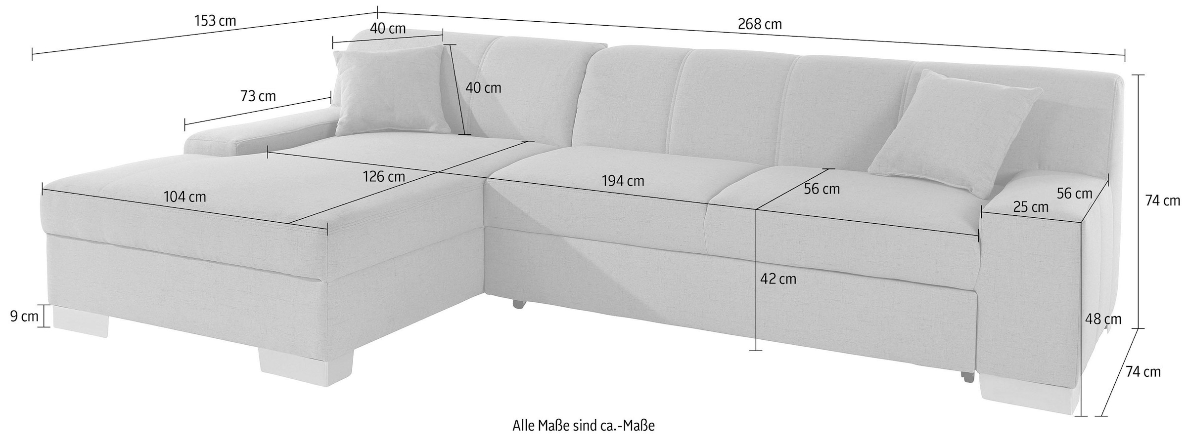 DOMO collection Ecksofa »Bero, elegant und zeitlos, flache  Armlehnen, L-Form« fester Sitzkomfort, wahlweise mit Bettfunktion
