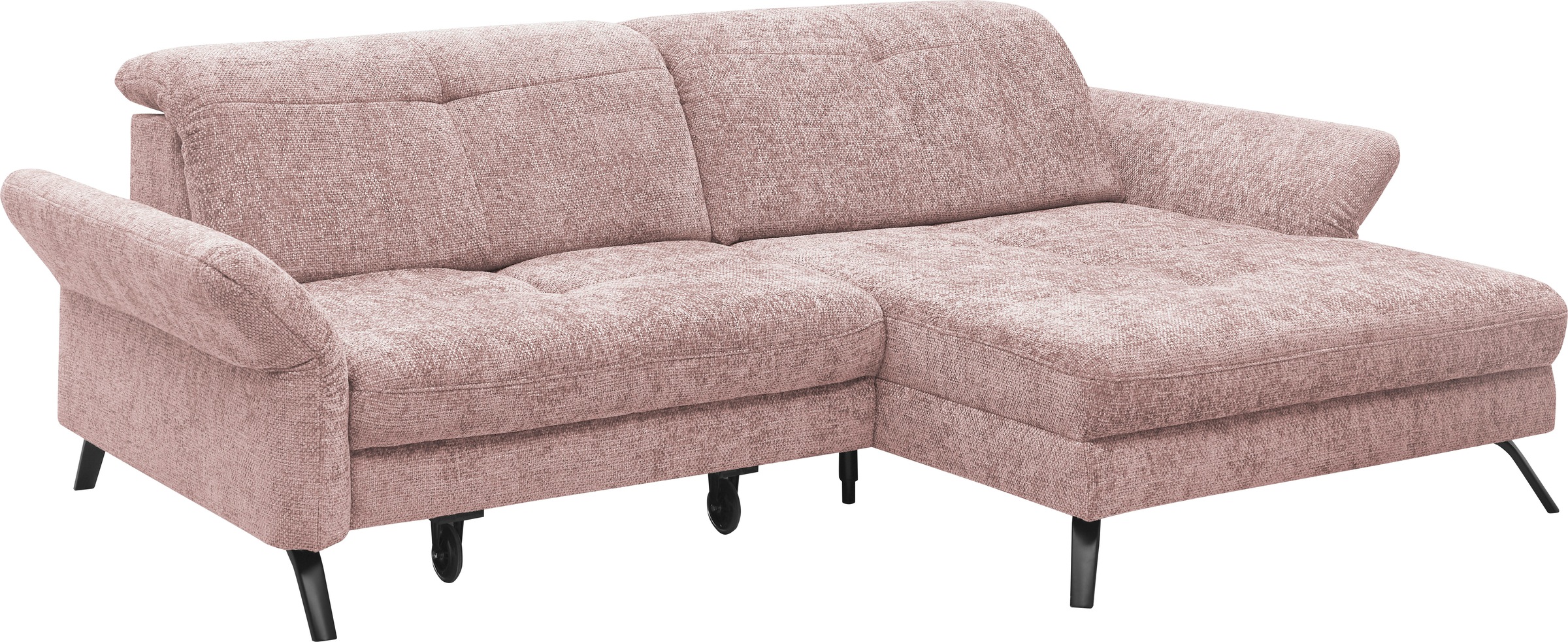 set one by Musterring Ecksofa »SO 4400 V«, wahlweise mit motorischer Bettfunktion & Kopfverstellung, Fuß schwarz