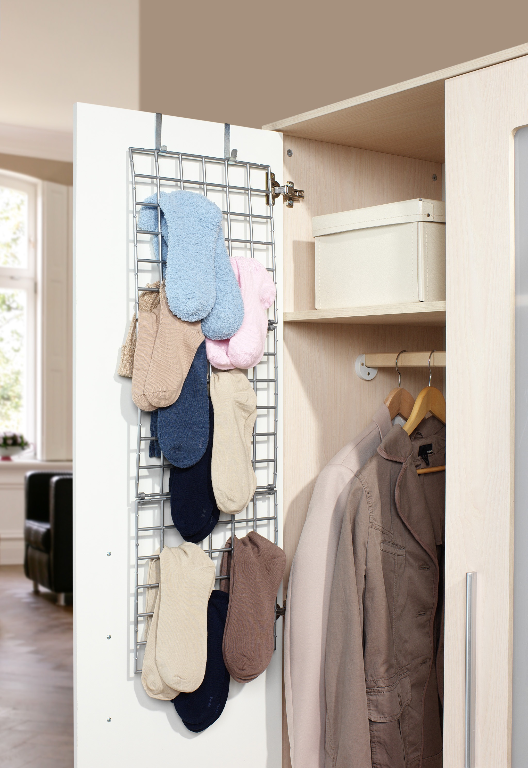 Ruco, Hängeaufbewahrung »Organizer für Accessoires« Kleideraufbewahrung für Schranktür oder Kleiderstange, Made in Germany, silberfarben, Kunststoff, 