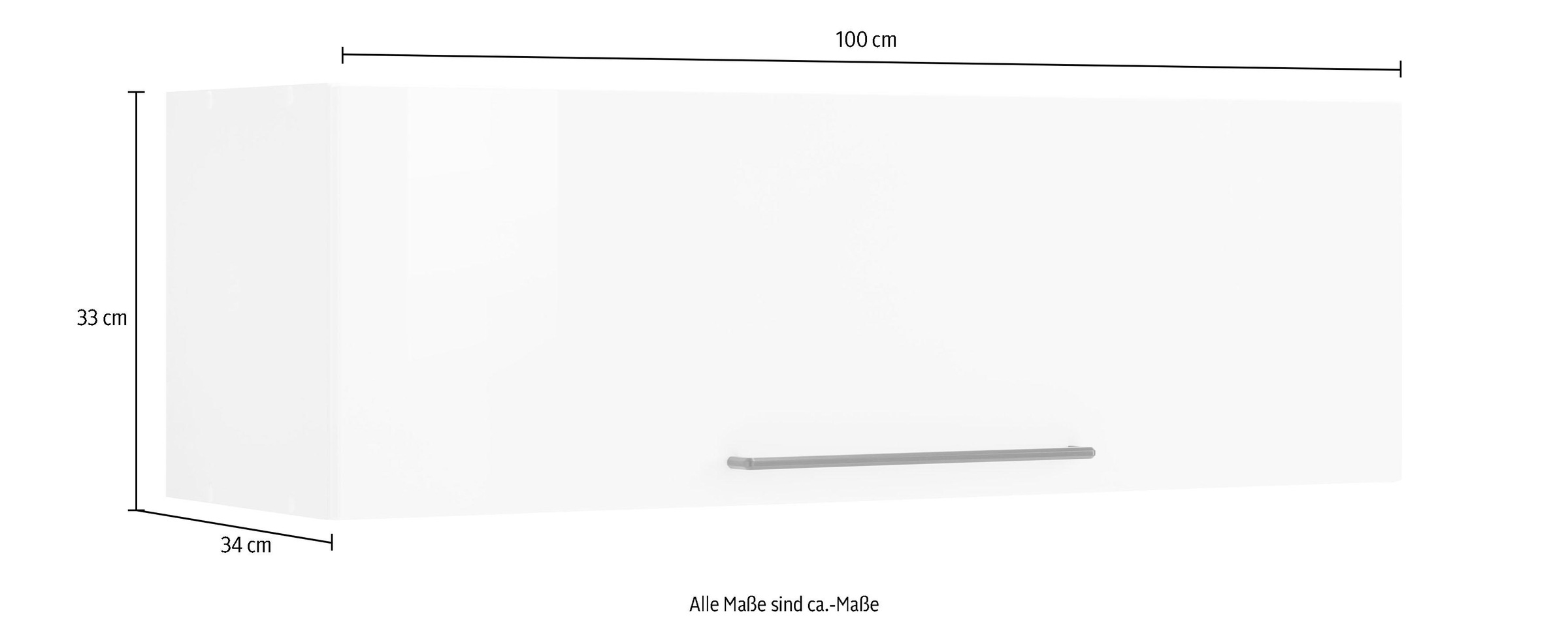 KOCHSTATION Klapphängeschrank »KS-Tulsa«, 100 cm breit, mit 1 Klappe, schwarzer Metallgriff, MDF Front