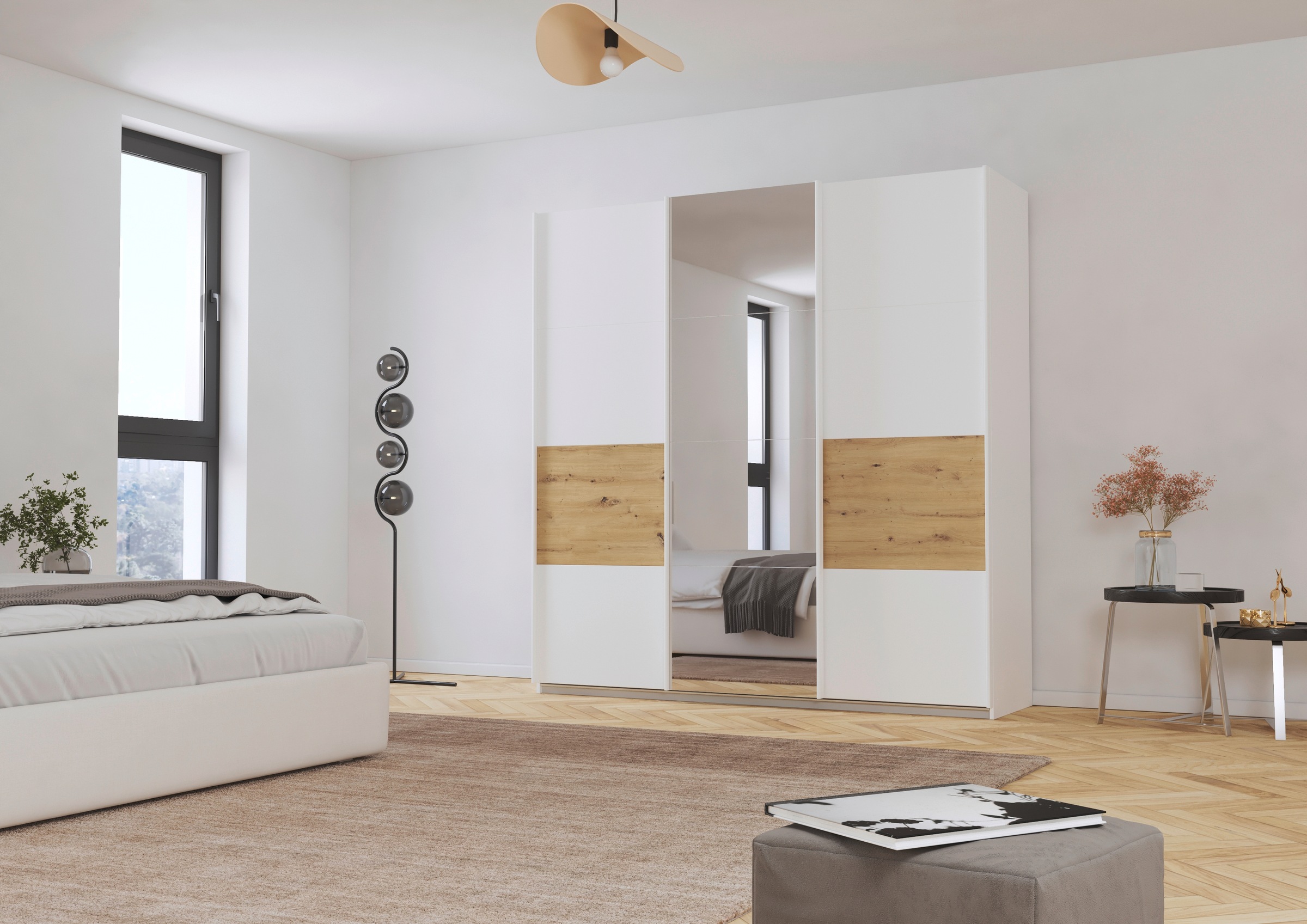 rauch Schwebetürenschrank »Kleiderschrank Schrank Garderobe CORTONA« inkl. Inneneinteilung, 2 Stoffboxen und zusätzlichen Einlegeböden