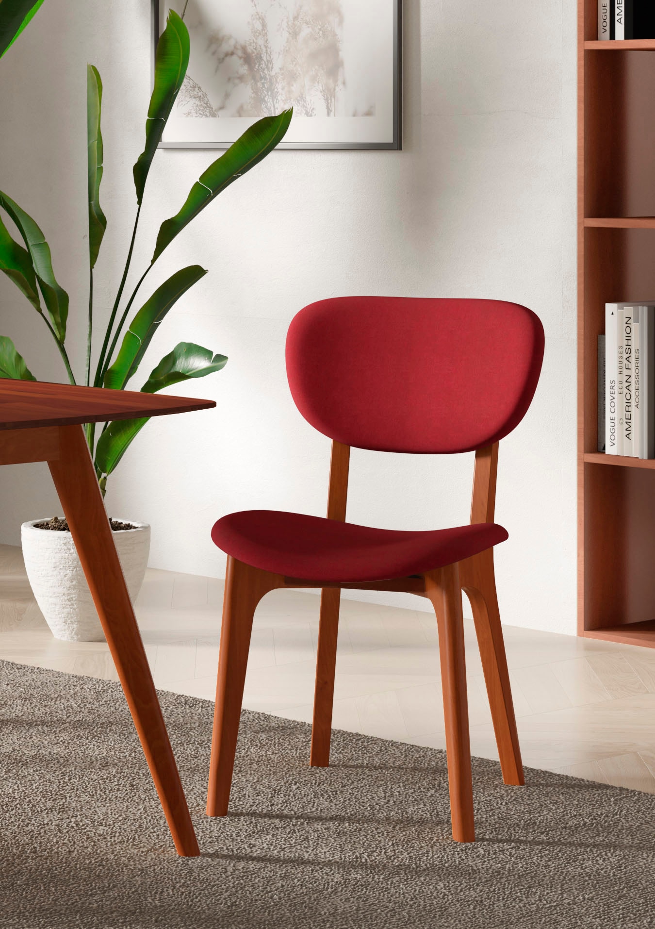 Home affaire Stuhl "COZY Made in Italy" (Set) 2 Stk.Gestell in Buche, Kirsch- oder Nussbaum, Massivholz, Design Stuhl