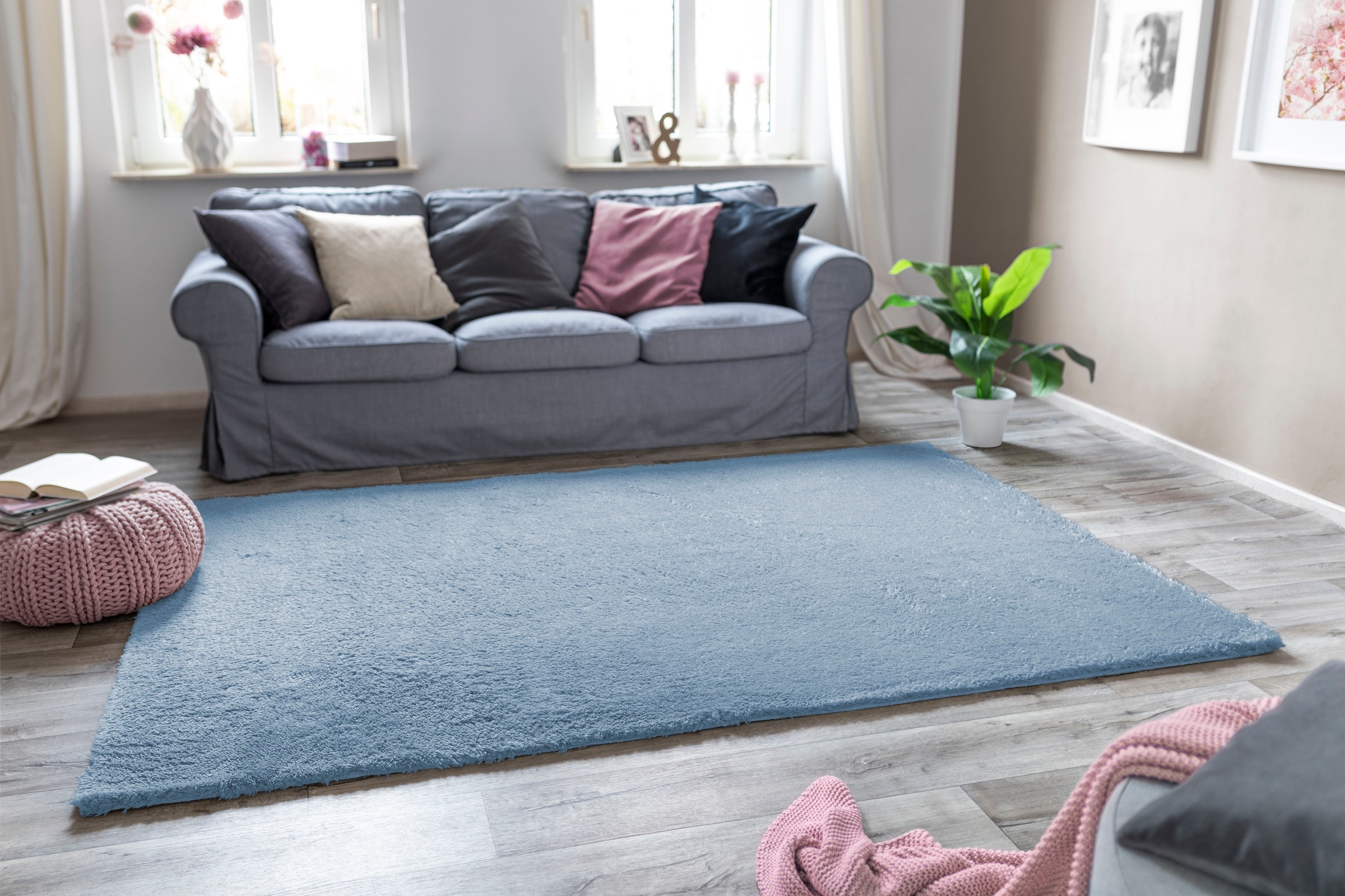 Andiamo Hochflor-Teppich »Posada«, rechteckig, 32 mm Höhe, Uni-Farben, weich & kuschelig, Wohnzimmer