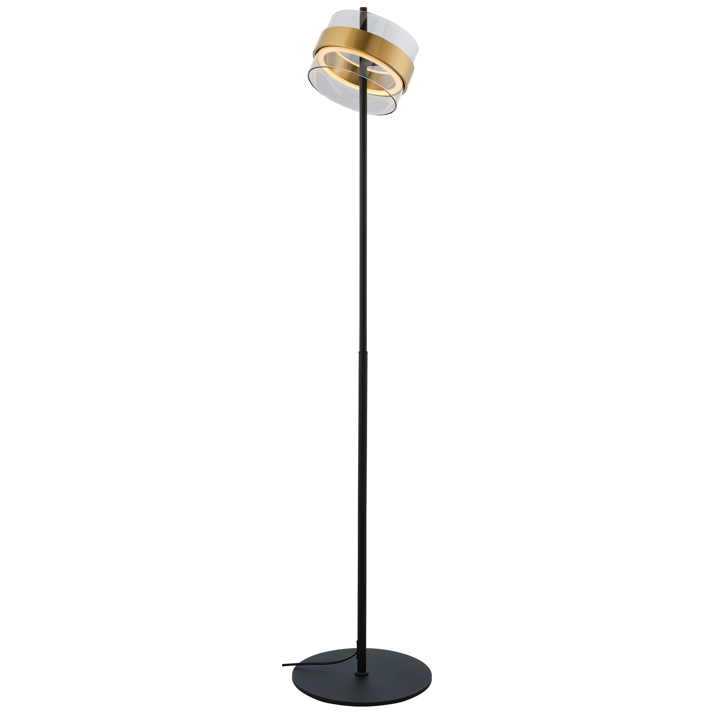 lumiCouture LED Stehlampe »Inside« LED-Modul 1 Stk. Warmweiß Ø 30 cm x 146 cm, 2000 lm 2700 K, Metall/Glas, messingfarben/rauchglas