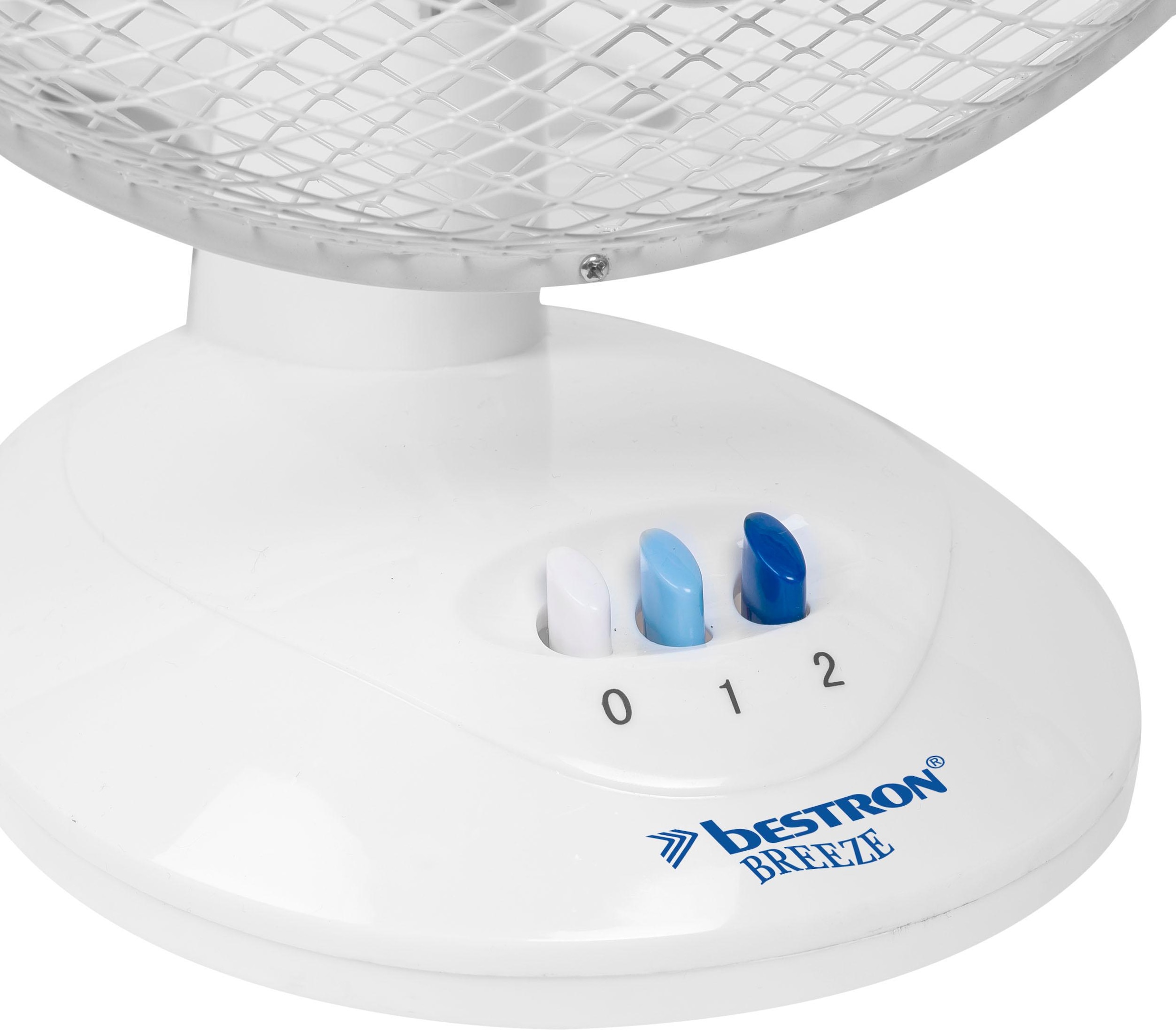 bestron Tischventilator »DDF27W«, mobil mit Schwenkfunktion, Höhe: 35,5 cm, Ø 27 cm, 30 W, Weiß