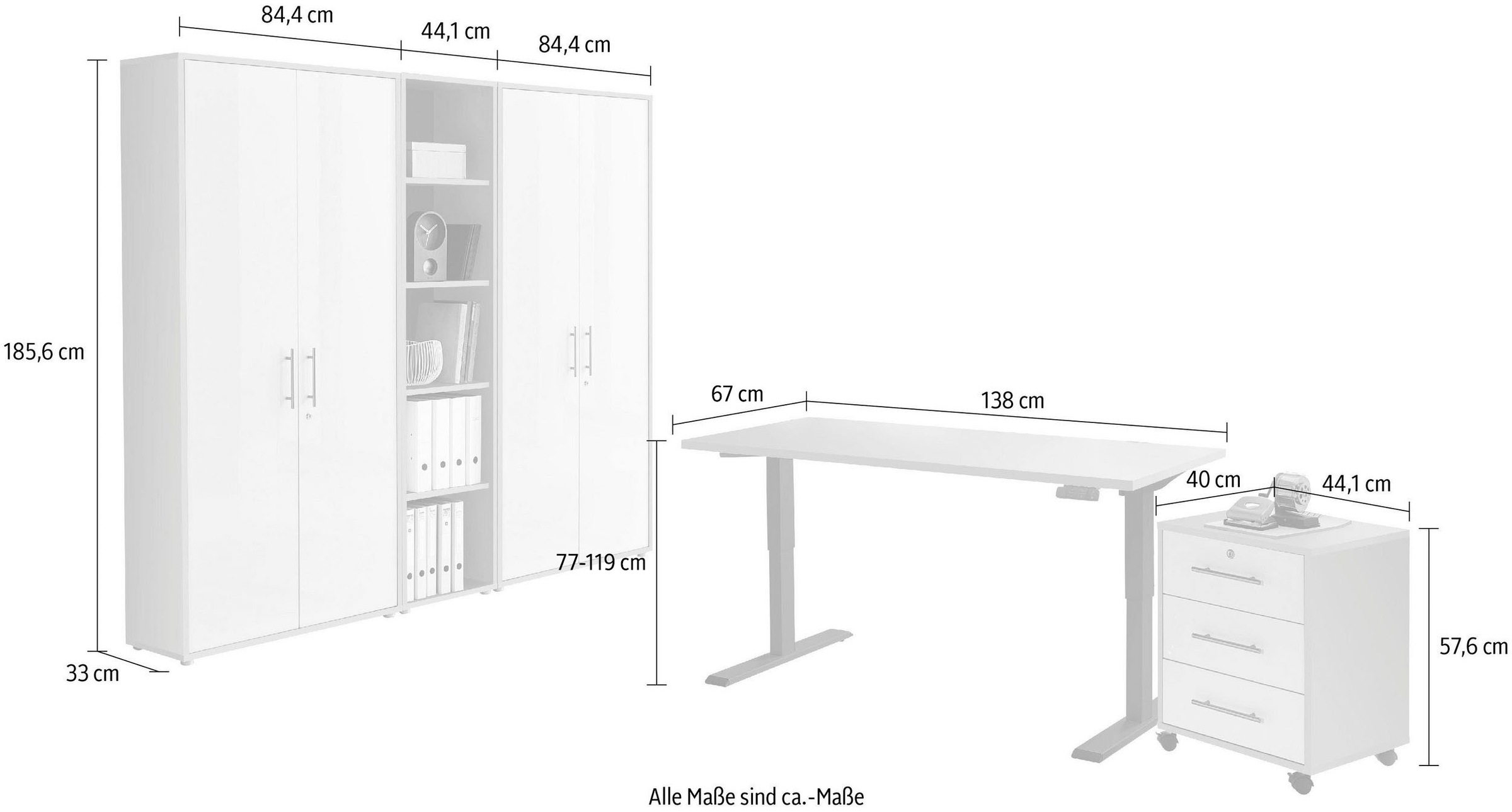 (Set, St.), Büromöbel-Set mit bestellen höhenverstellbarem 5 elektrisch Schreibtisch »Tabor«, BMG Möbel bequem