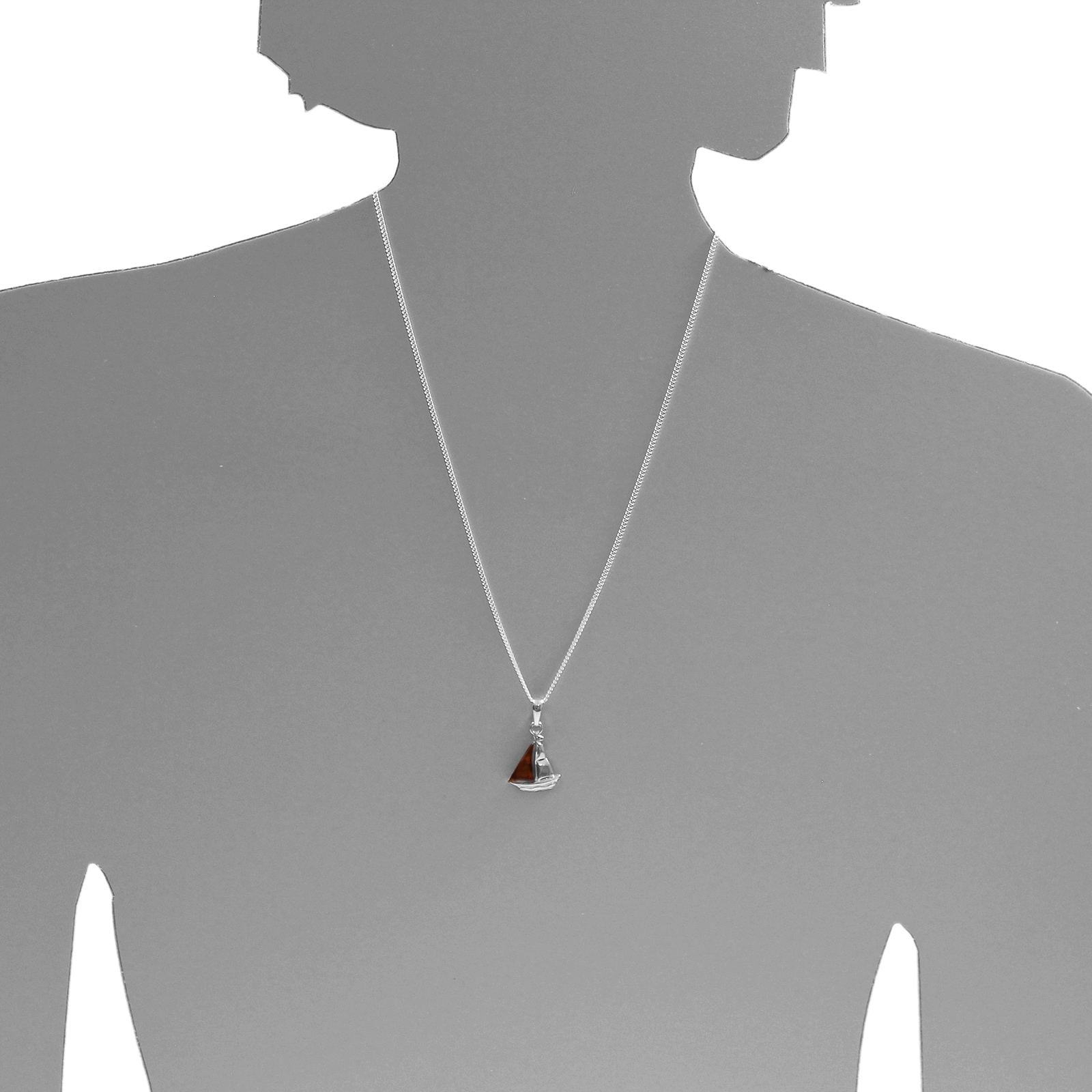 OSTSEE-SCHMUCK Kettenanhänger »- Schiffchen - Silber 925/000 - Bernstein« ()