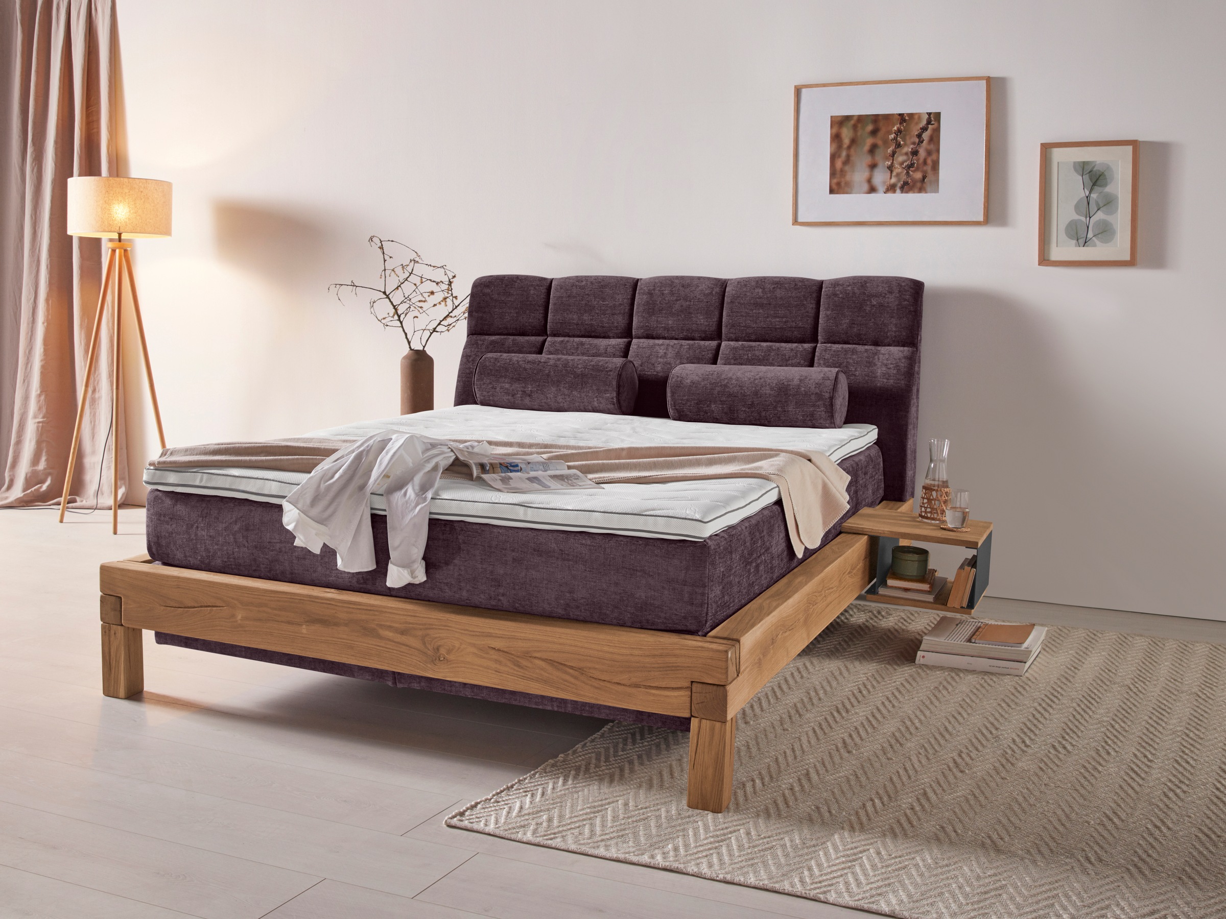 Home affaire Boxspringbett »Villads«, Liegefläche: 160/200 cm aus Balkeneiche, Inside-Boxspring-Unterbau