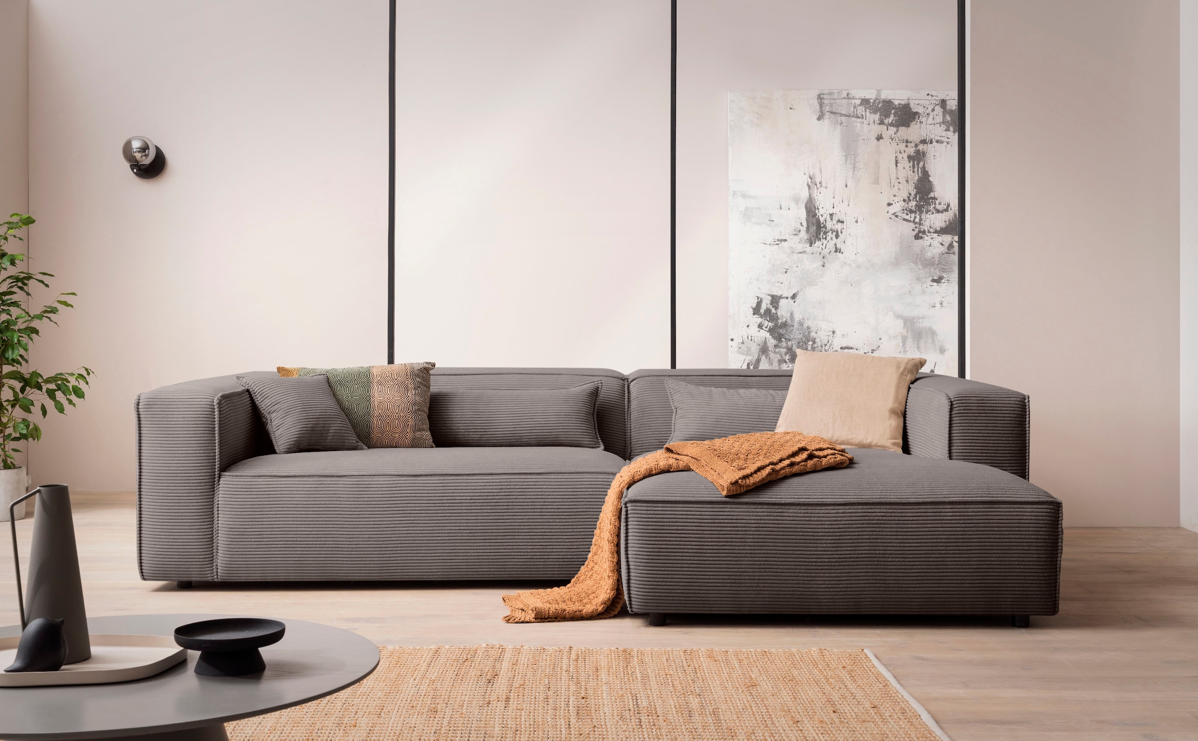 LeGer Home by Lena Gercke Ecksofa »PIARA XXL Cord, Big-Sofa, L-Form« wahlweise Ottomane rechts/links, Kedernaht, extra tiefe Sitzfläche