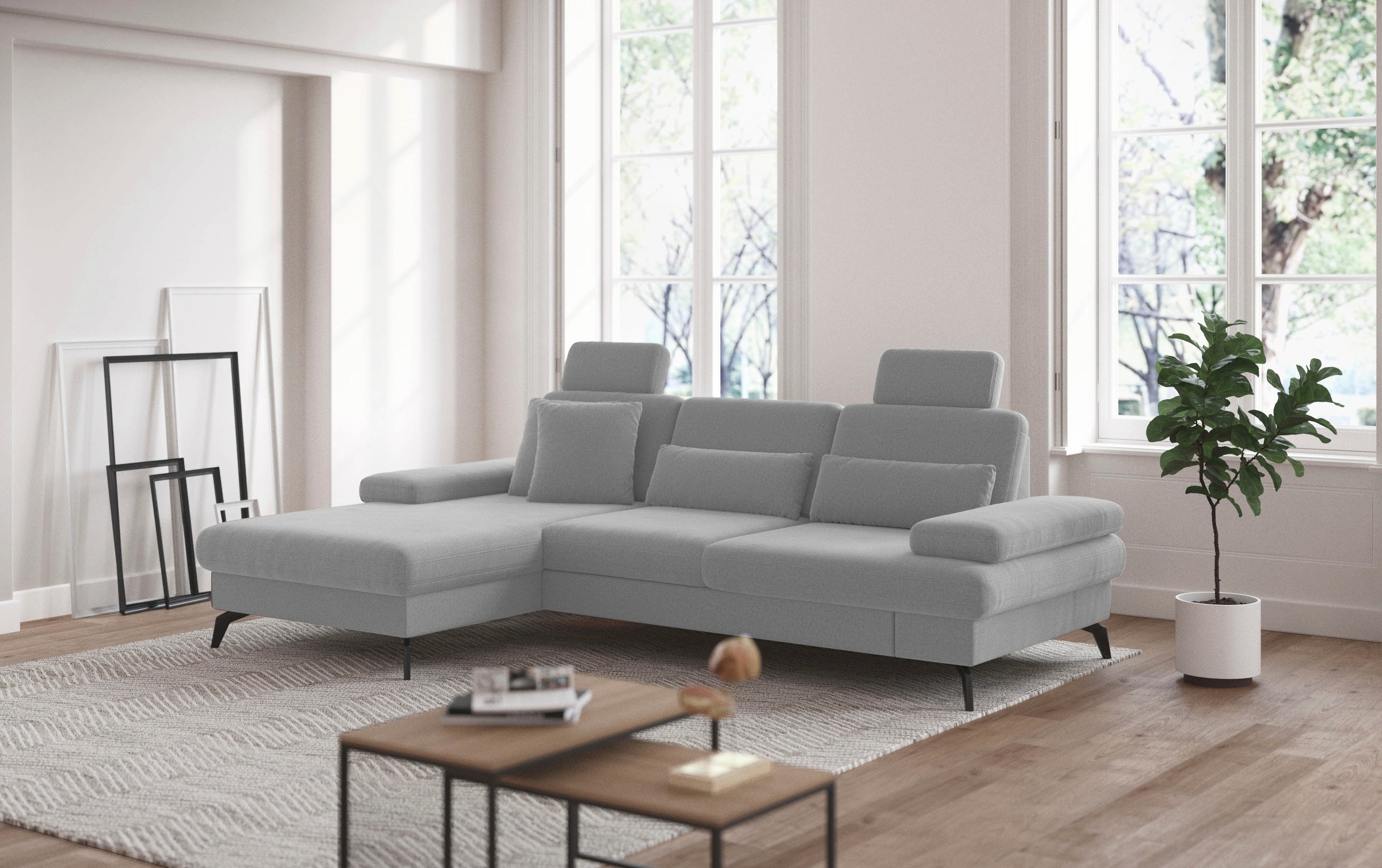 sit&more Ecksofa »Morris L-Form, inkl. Sitztiefenverstellung«, wahlweise mit Armteilverstellung, Bettfunktion & Bettkasten