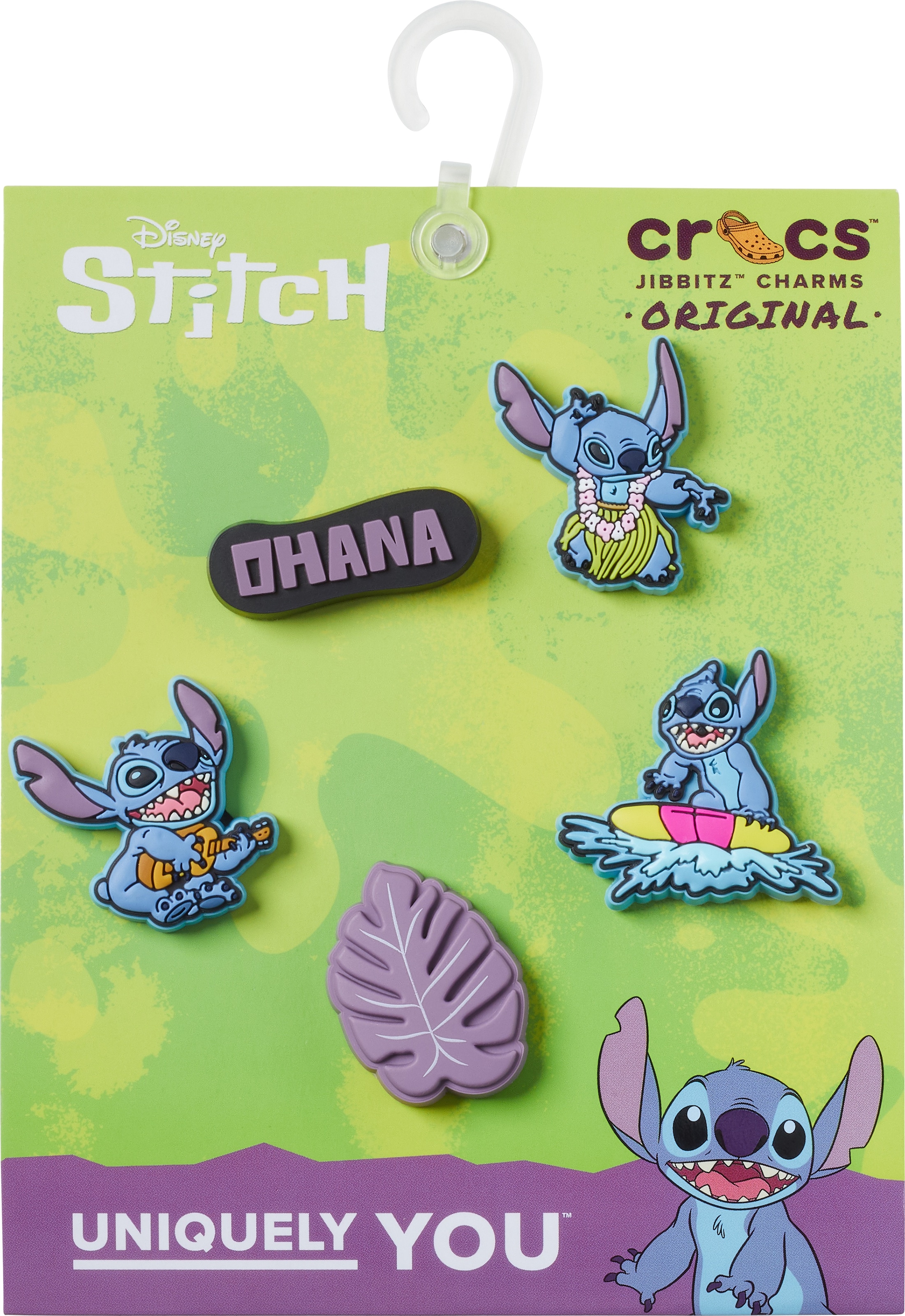 Crocs Schuhanstecker »Jibbitz™ Stitch Tropical«, (Set, 5 tlg., Kein Spielzeug. Nicht für Kinder unter 3 Jahren geeignet), Charm, Anstecker, Schuh-Anstecker von Lilo und Stich