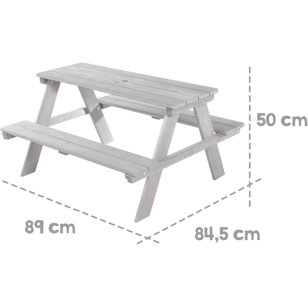 roba® Kindersitzgruppe »Picknick for 4 Outdoor +, Grau«, (Set), mit abgerundeten Ecken; inklusive Sitzauflagen Â»Little StarsÂ«