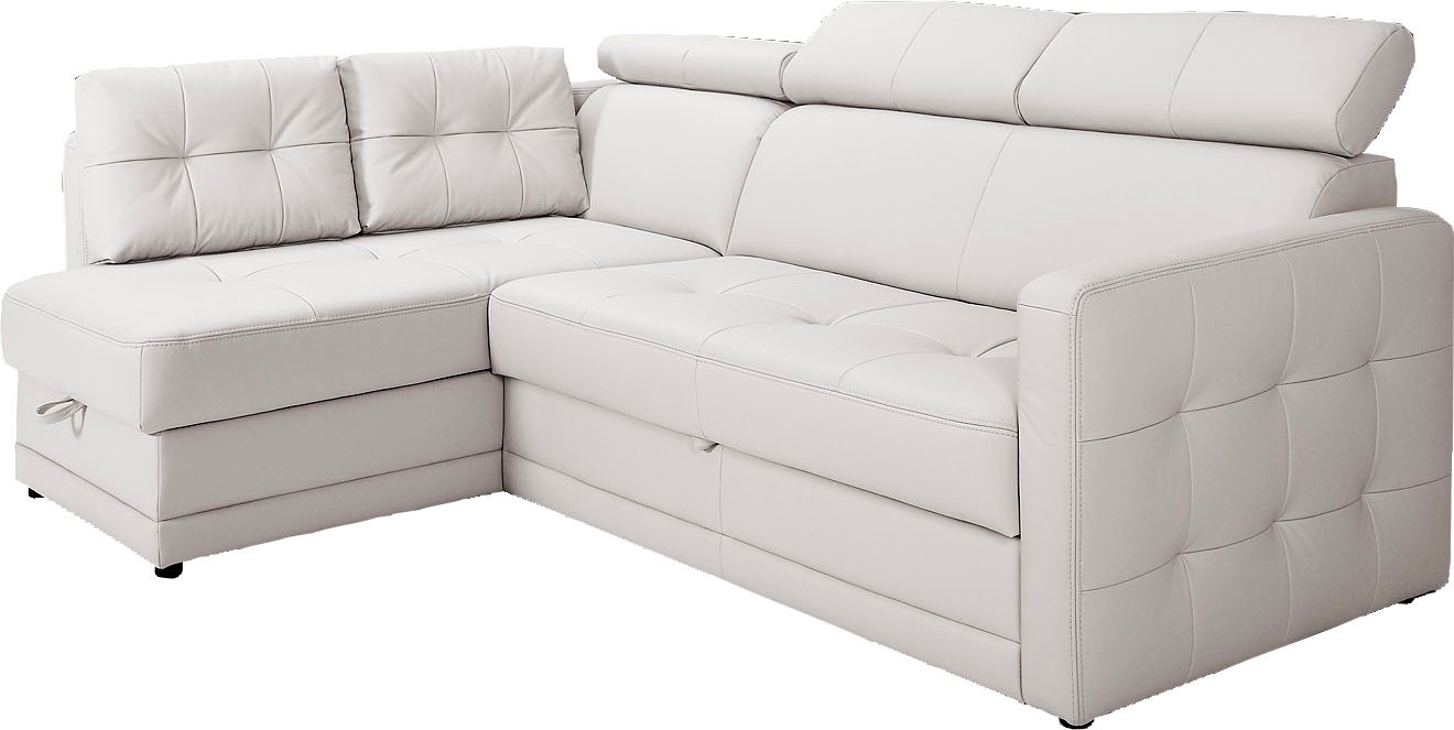 exxpo - sofa fashion Ecksofa »Arles, Federkern, zeitlos, Breite 225cm, L-Form«, wahlweise mit Bettfunktion und Bettkasten, inkl. Kopfteilverstellung