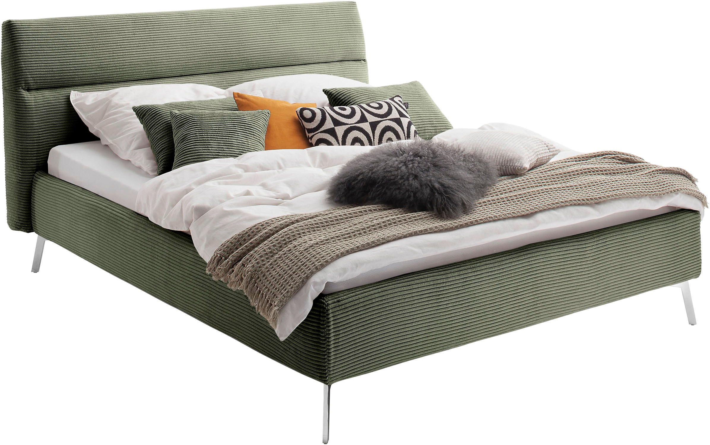 Home affaire Polsterbett »Elvo, weichgepolstertes Kopfteil, wahweise Überlänge, B: 140-200 cm« inkl. 7-fache Einlegetiefenverstellung & saugroboterfreundliche Höhe