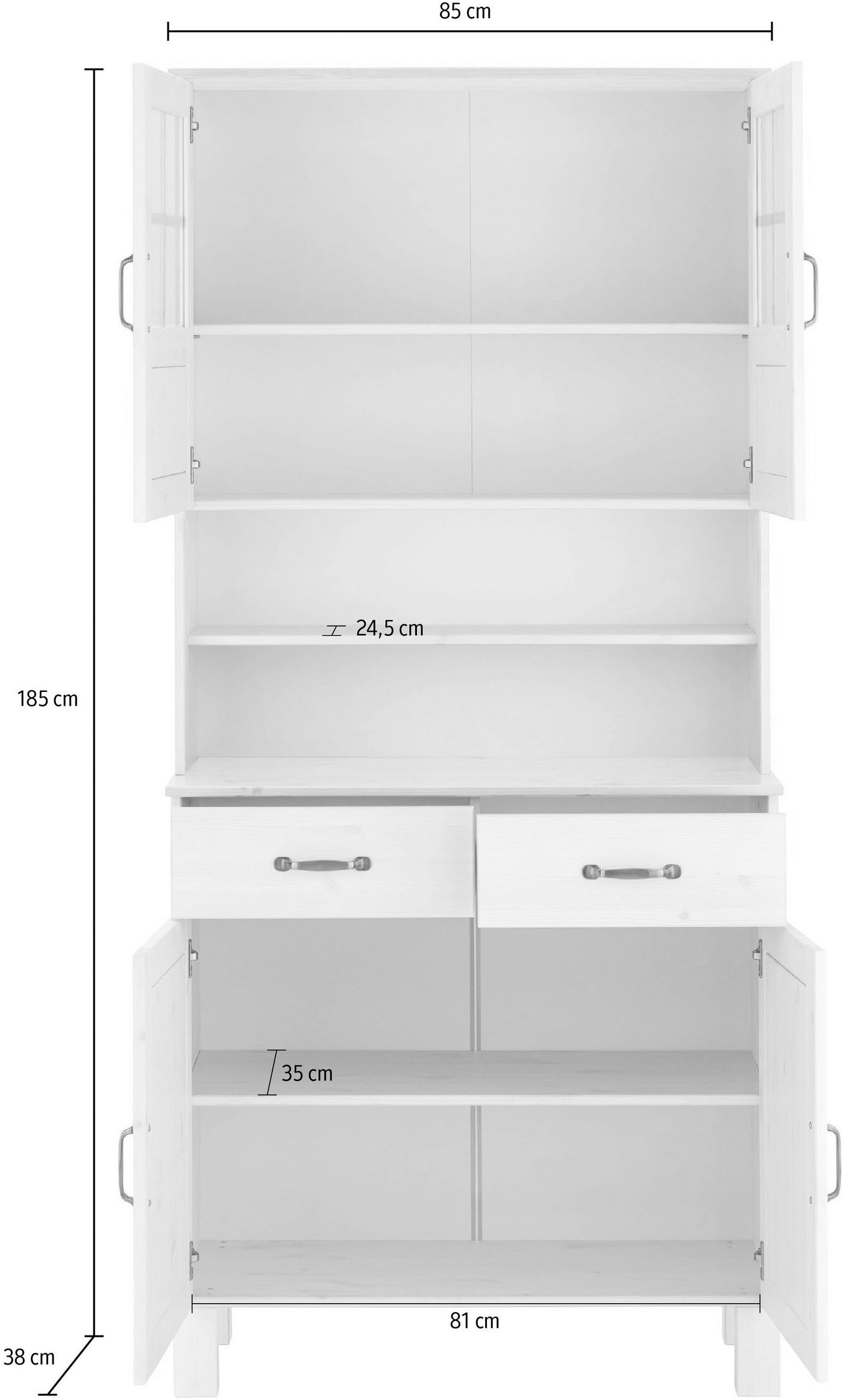 Home affaire Küchenbuffet »Alby« Breite 85 cm, 2 Glastüren