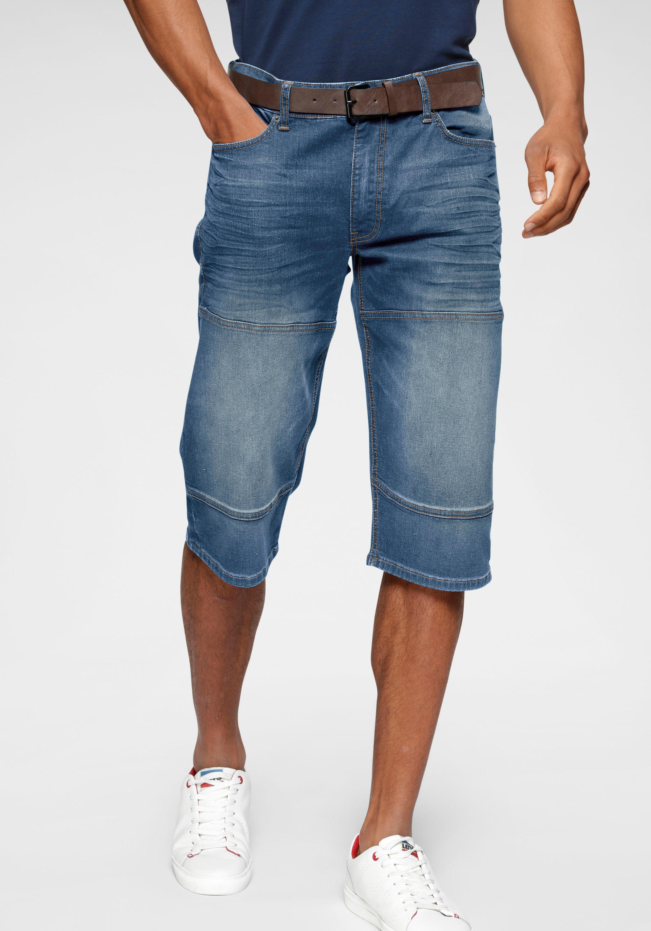 H.I.S Jeansbermudas »HANTZ«, (Set, 2 tlg., mit abnehmbarem Gürtel), Ökologische, wassersparende Produktion durch Ozon Wash