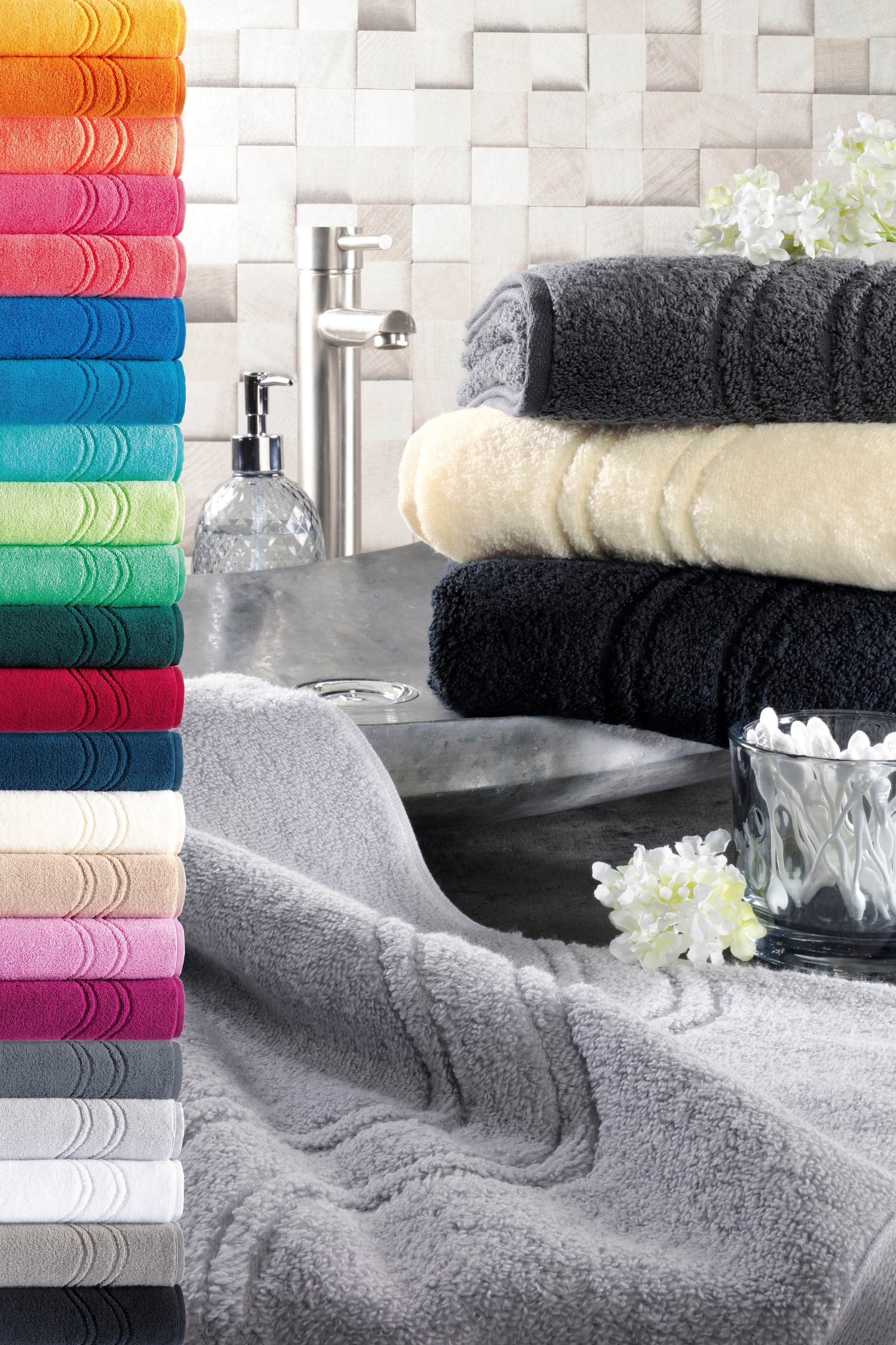 ROSS Waschhandschuh »Cashmere feeling« mit Wellen-Bordüre