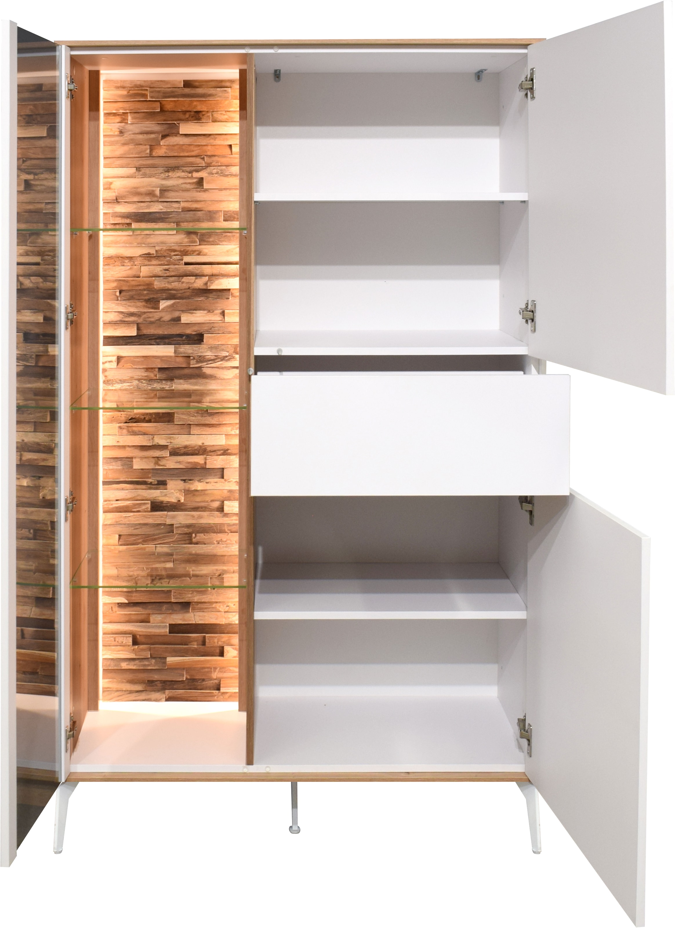 Mäusbacher Highboard Faro Highboard B 101 cm, inkl. Beleuchtung, Push to open, Metallfüße