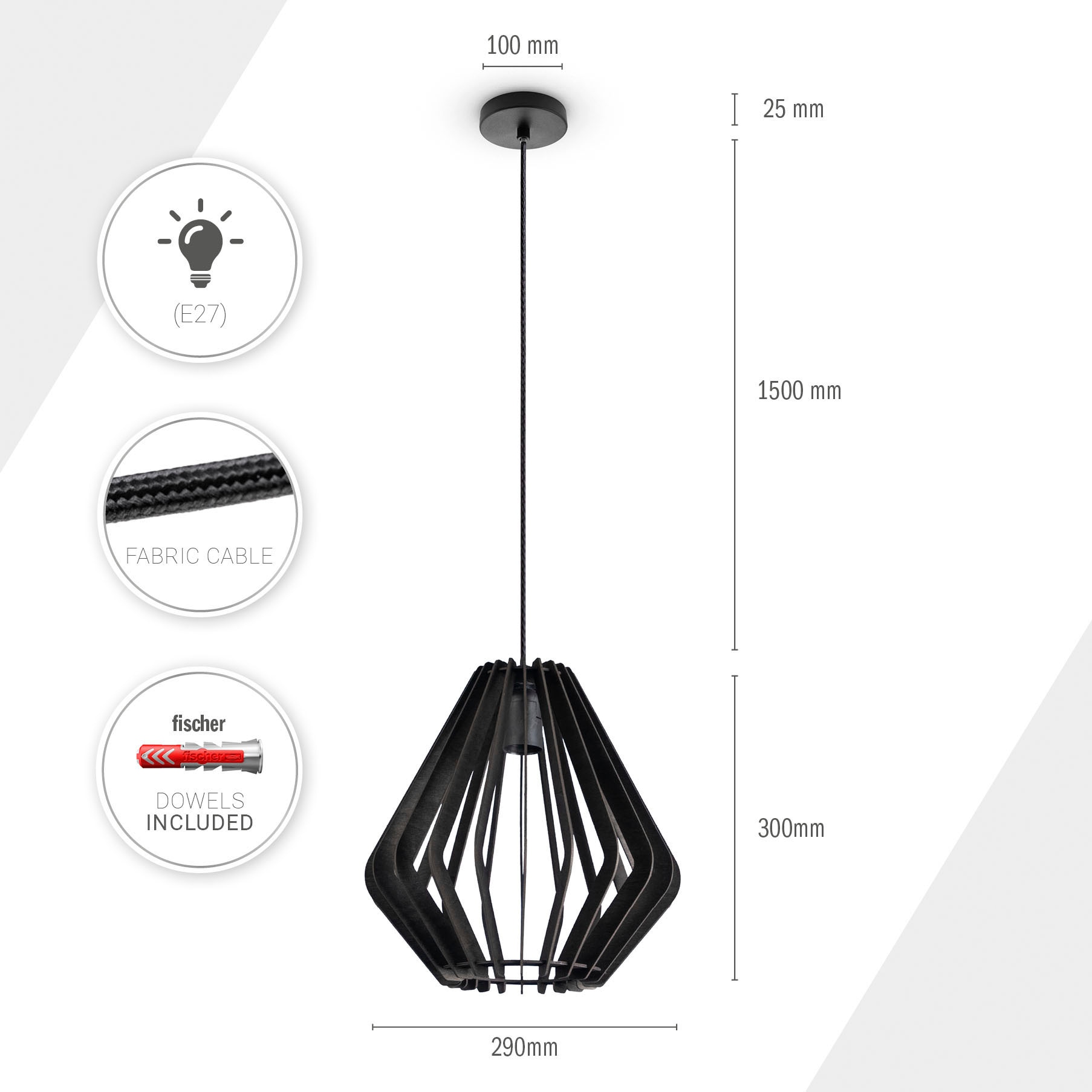 Neues Modell Paco Home Pendelleuchte »KOONI«, 3 XXL Boho online Deckenlampe kaufen E27 Holz Esszimmer mit Rustikal Jahren Bar Garantie Pendelleuchte | Natur
