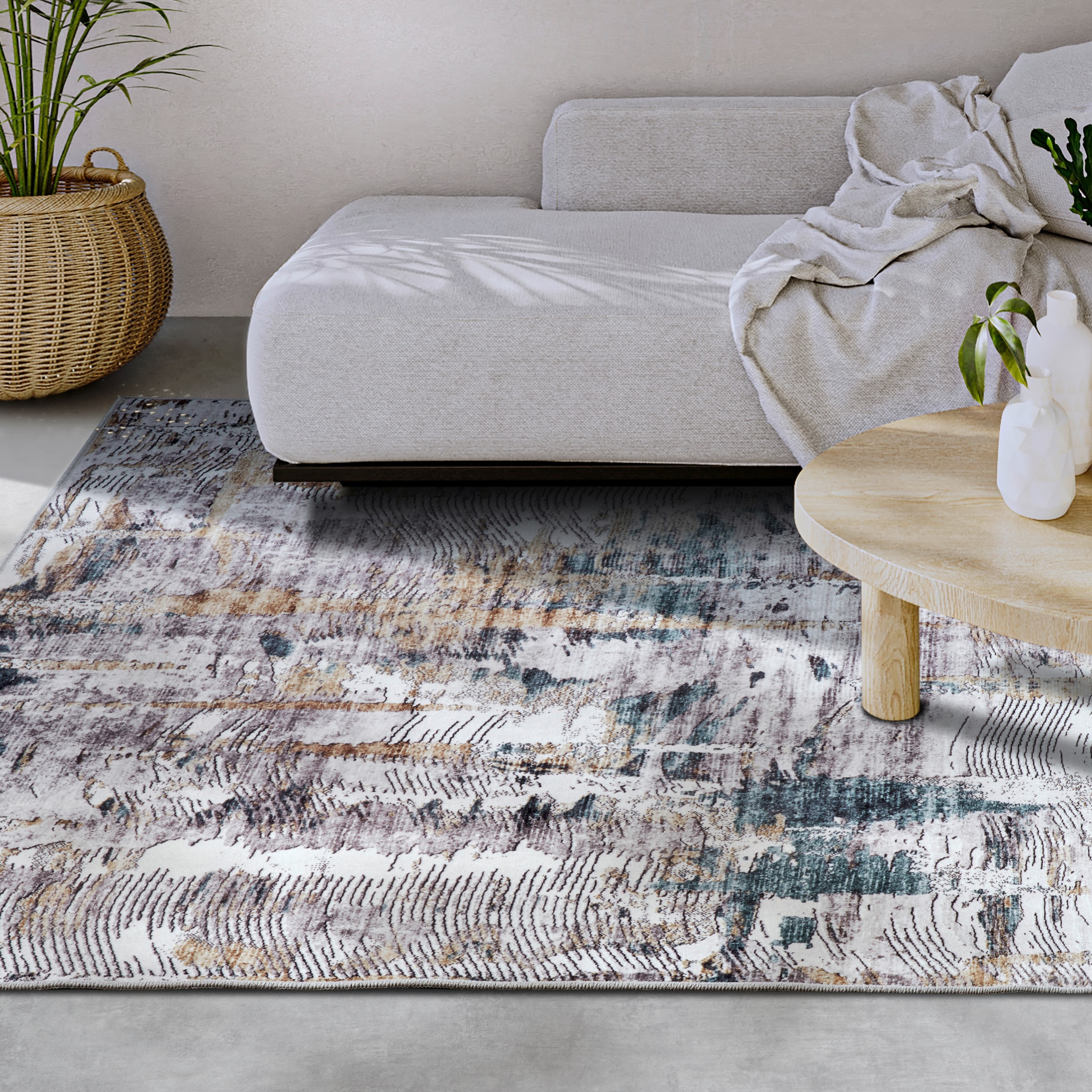 THE RUGS Imagination Shortpile Rug Runner Malard Polyester Abstract Modern Rug in Navy | Size: 80cm x 150cm