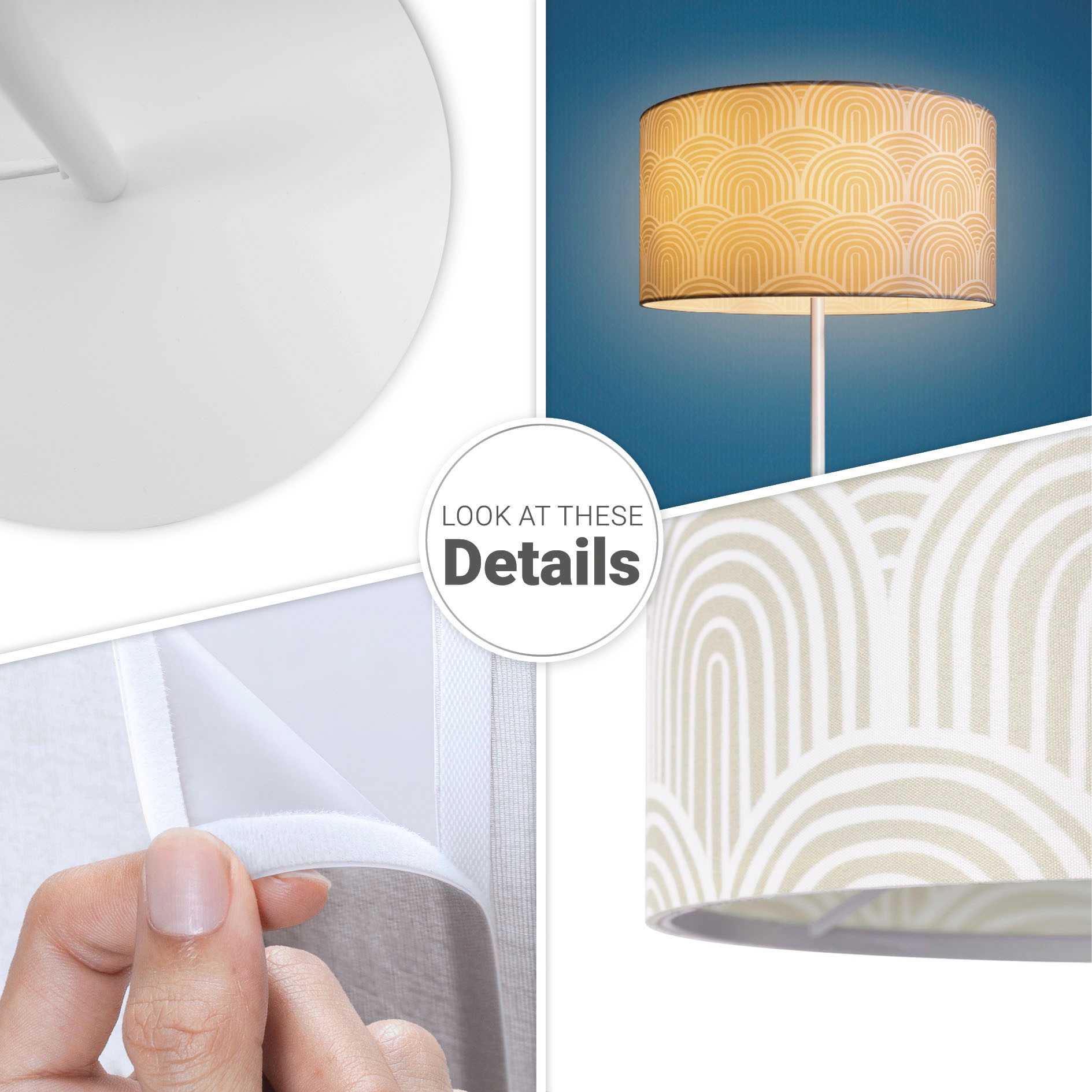 Paco Home Stehlampe »Luca Pillar«, Leuchtmittel E27 | ohne Leuchtmittel, Wohnzimmer Stehlampe Mit Schirm Büro Modern Vintage Muster E27