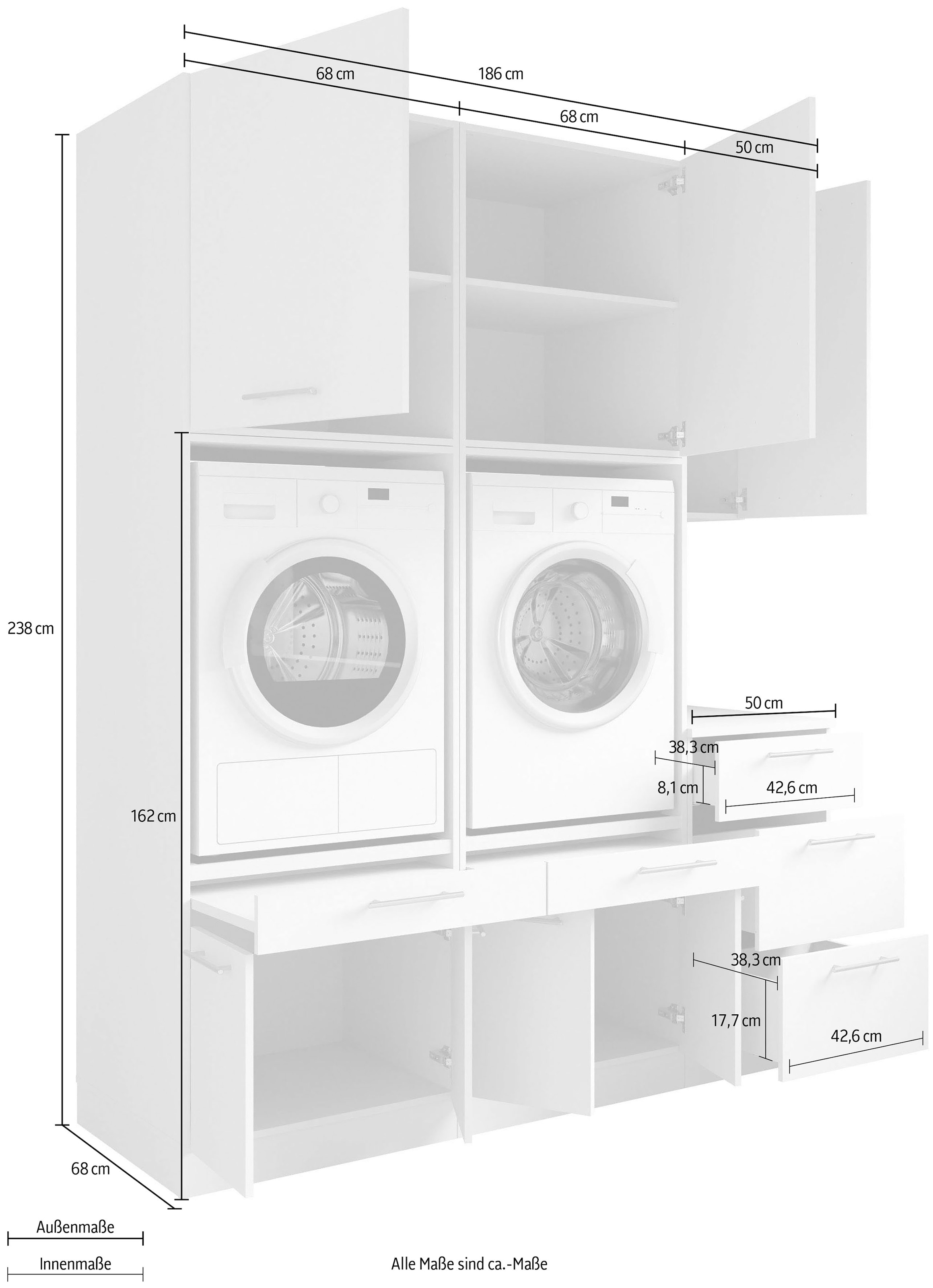 Laundreezy Mehrzweckschrank-Set »Laundreezy, 6-tlg. Mehrzweckschrank-Set B/H/T 186/238/68 cm« 6 Stk. tlg.
