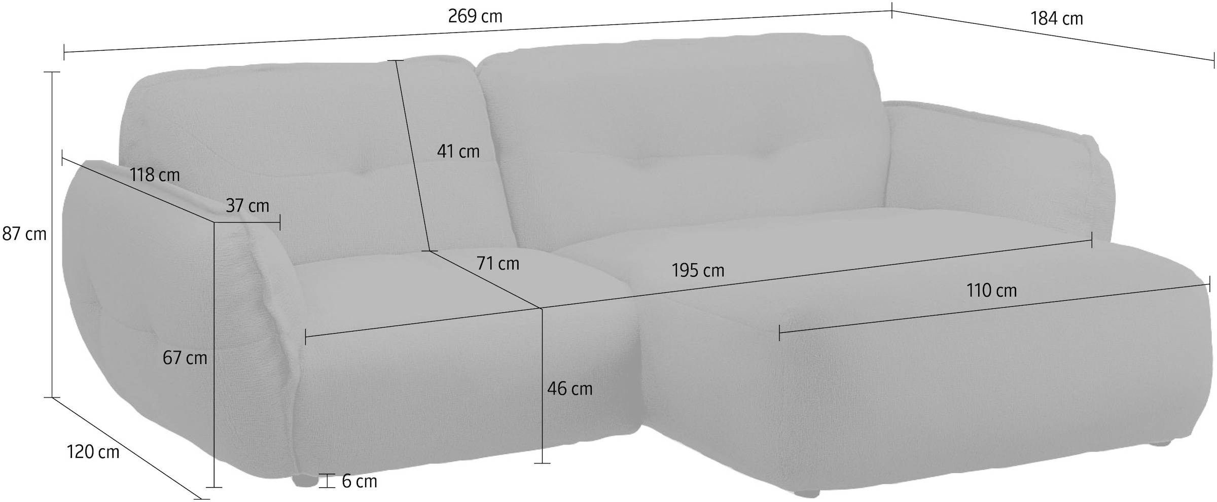 BETYPE Ecksofa »Be Fluffy«, Softes Sitzgefühl, moderne Kedernaht, hochwertiger Bezug