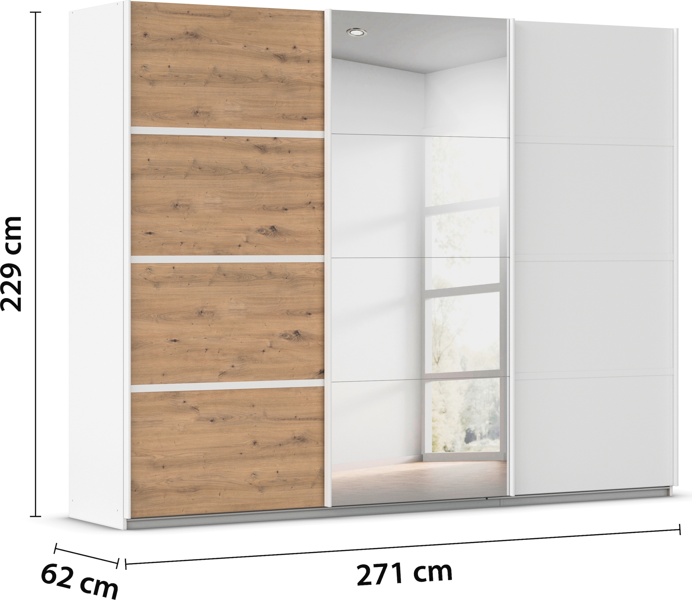 rauch Kleiderschrank »Schwebetürenschrank Garderobe Schrank TOP ANGEBOT Avola«, (in 3 verschiedenen Ausstattungen BASIC/CLASSIC/PREMIUM inkl. Spiegel), mit eleganten Zierleisten in Chrom, Schwarz oder Weiß MADE IN GERMANY