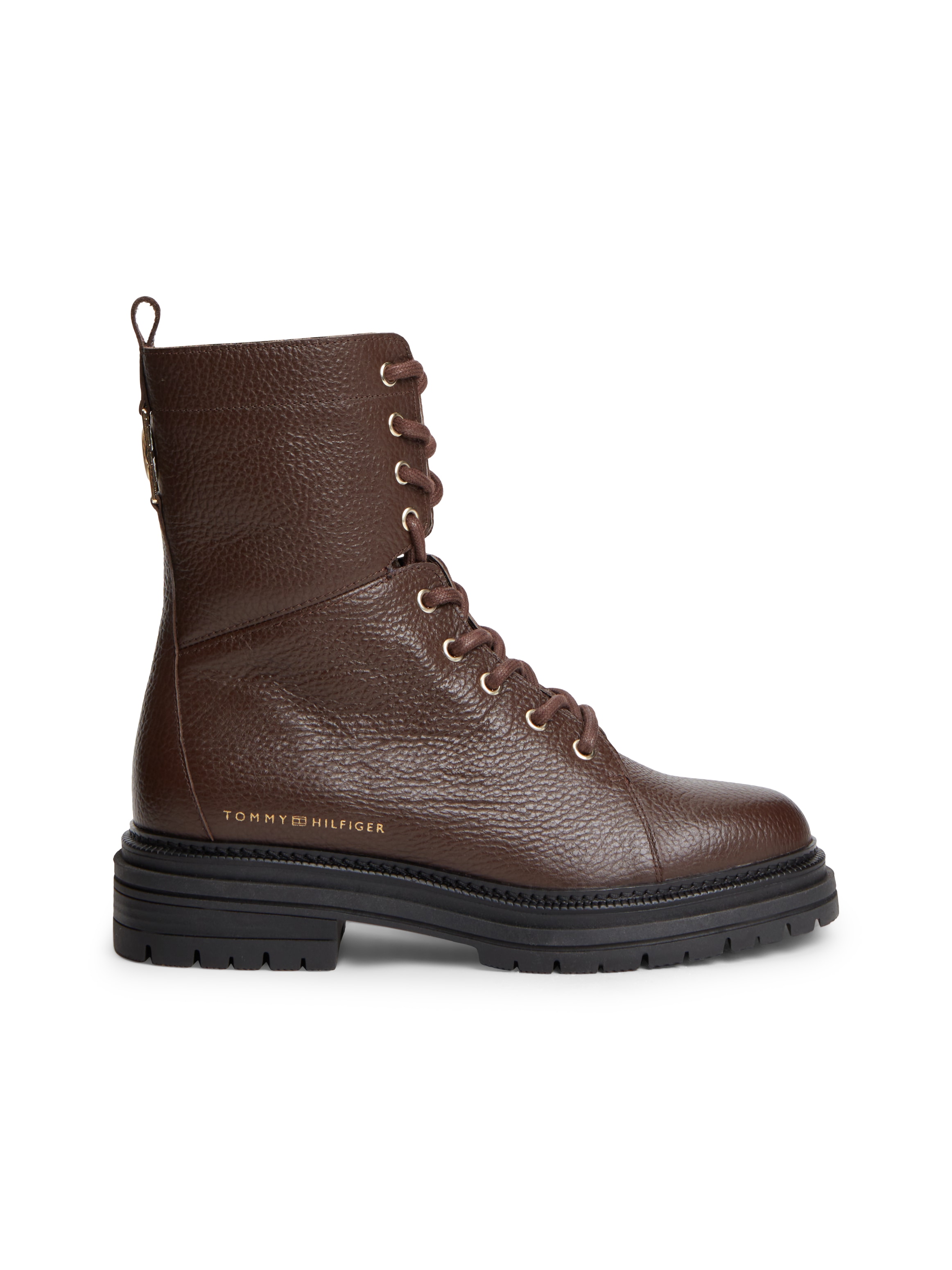 Tommy Hilfiger Schnürstiefelette »TH EMBOSS GRAIN LEATHER BOOT«  Blockabsatz, Schnürboots mit praktischem Innenreißverschluss