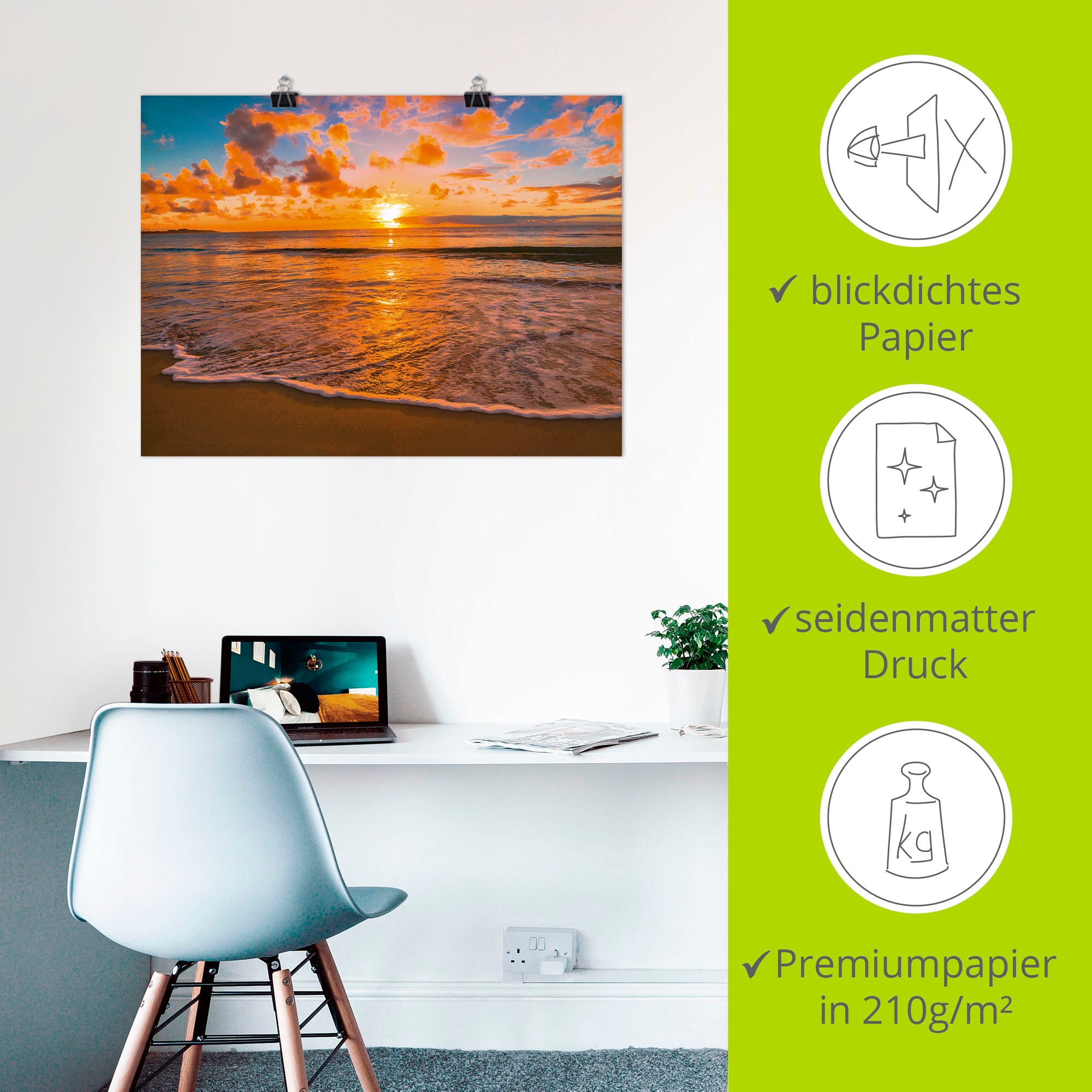 Artland Wandbild »Sonnenuntergang am Strand« Sonnenaufgang & -untergang 1 Stk. tlg. als Leinwandbild, Poster in verschied. Größen