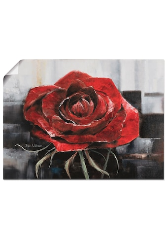 Wandbild »Blühende rote Rose«, Blumen, (1 St.)