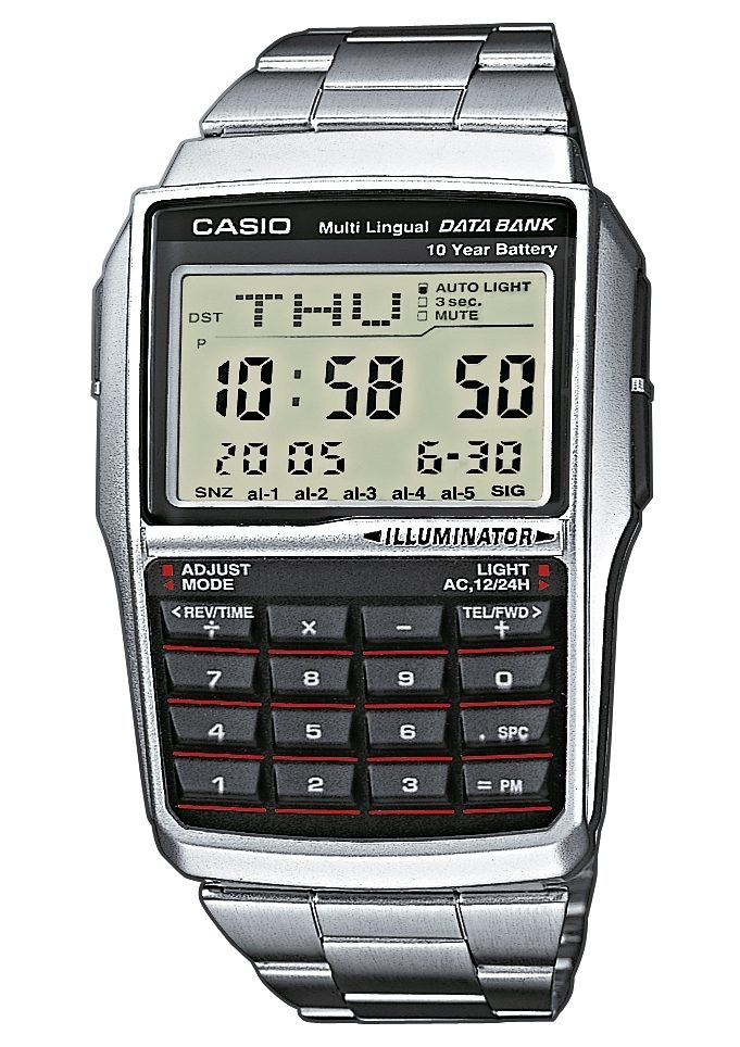 Chronograph »DBC-32D-1AES«, Quarzuhr, Retro, Taschenrechner, Datenbank für Telefonnummern