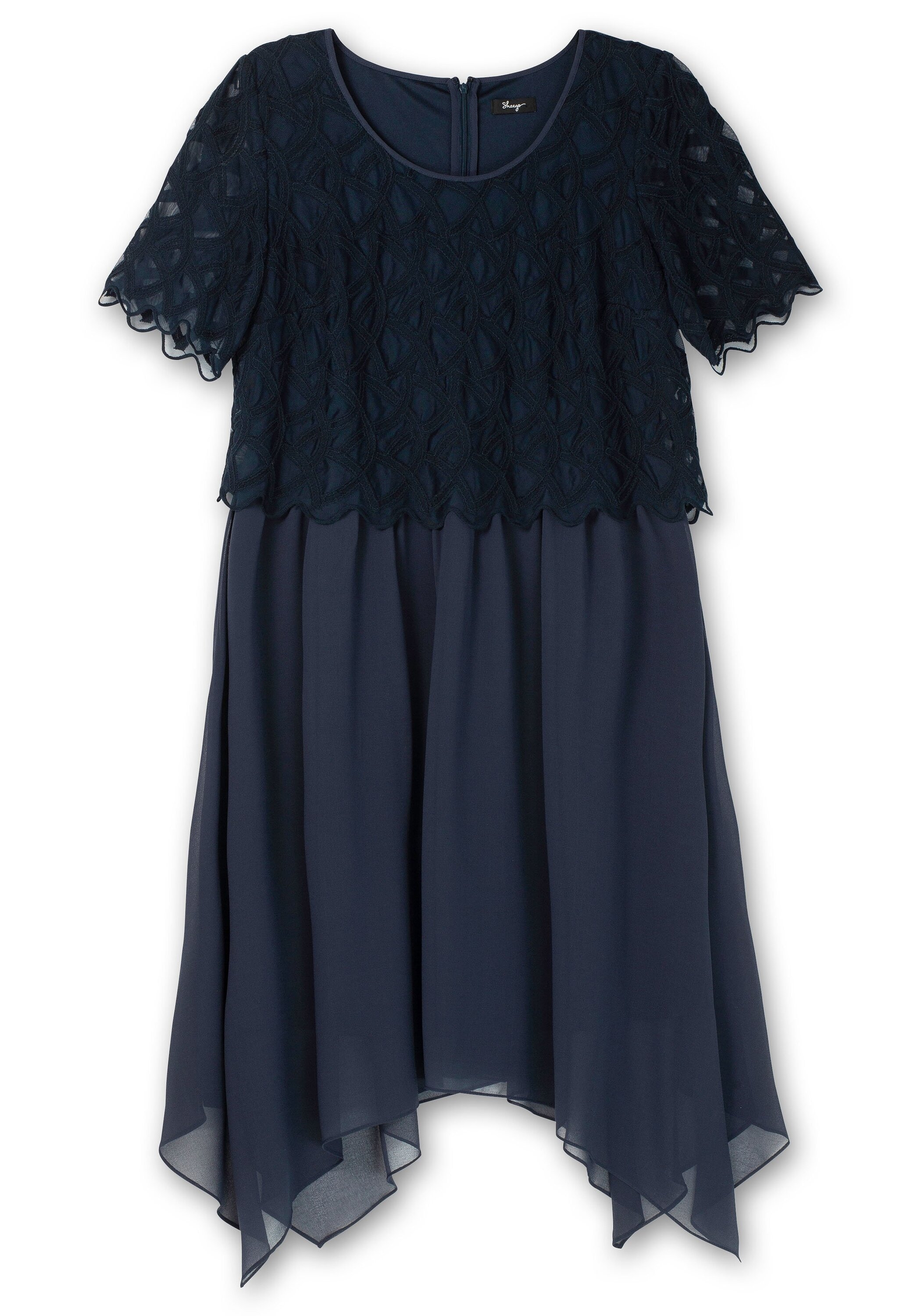 Sheego Abendkleid »Cocktailkleid aus Chiffon aus Chiffon, mit Zierbortenstickerei«