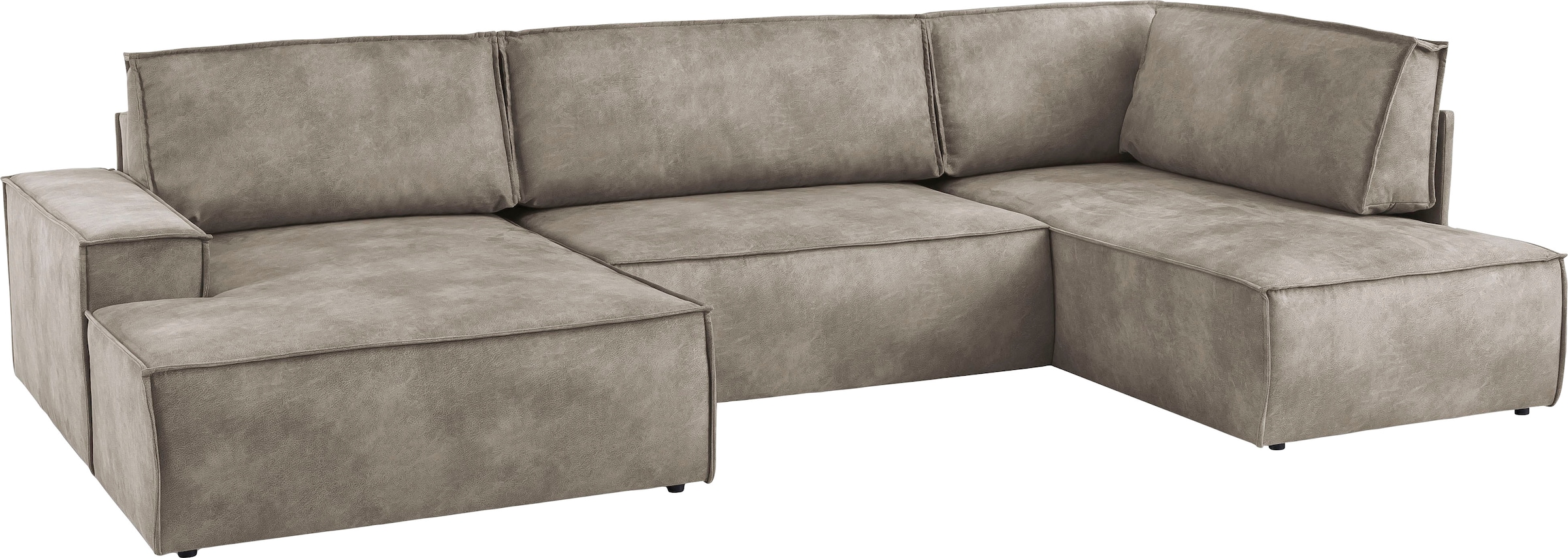 Home affaire Wohnlandschaft »SHERWOOD 329 cm, U-Form, Schlafsofa,«, Schlaffunktion m. Bettkasten (194x139 cm), Cord, Vintage, Samtvelours