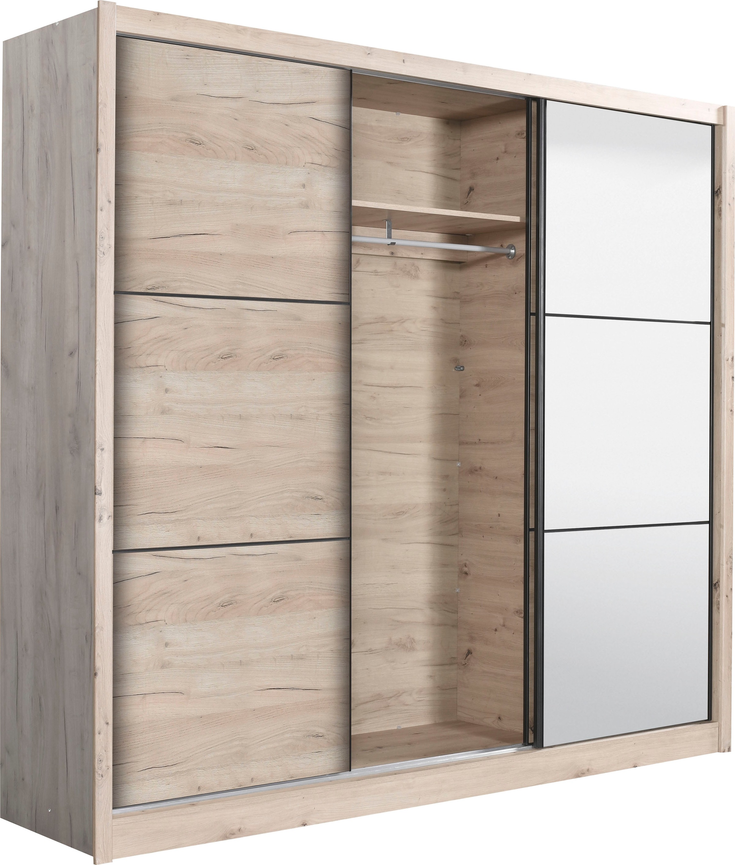 INOSIGN Schwebetürenschrank »Navara Kleiderschrank mit Spiegel Wäscheschrank Garderobe«, mit großzügiger Innenausstattung, FSC®-zertifiziert, in 3 Breiten