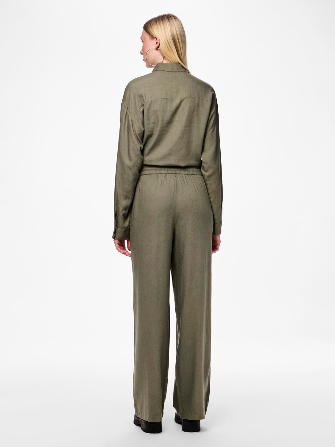 pieces Schlupfhose »PCPIA HW WIDE PANTS WVN NOOS«, mit Leinen