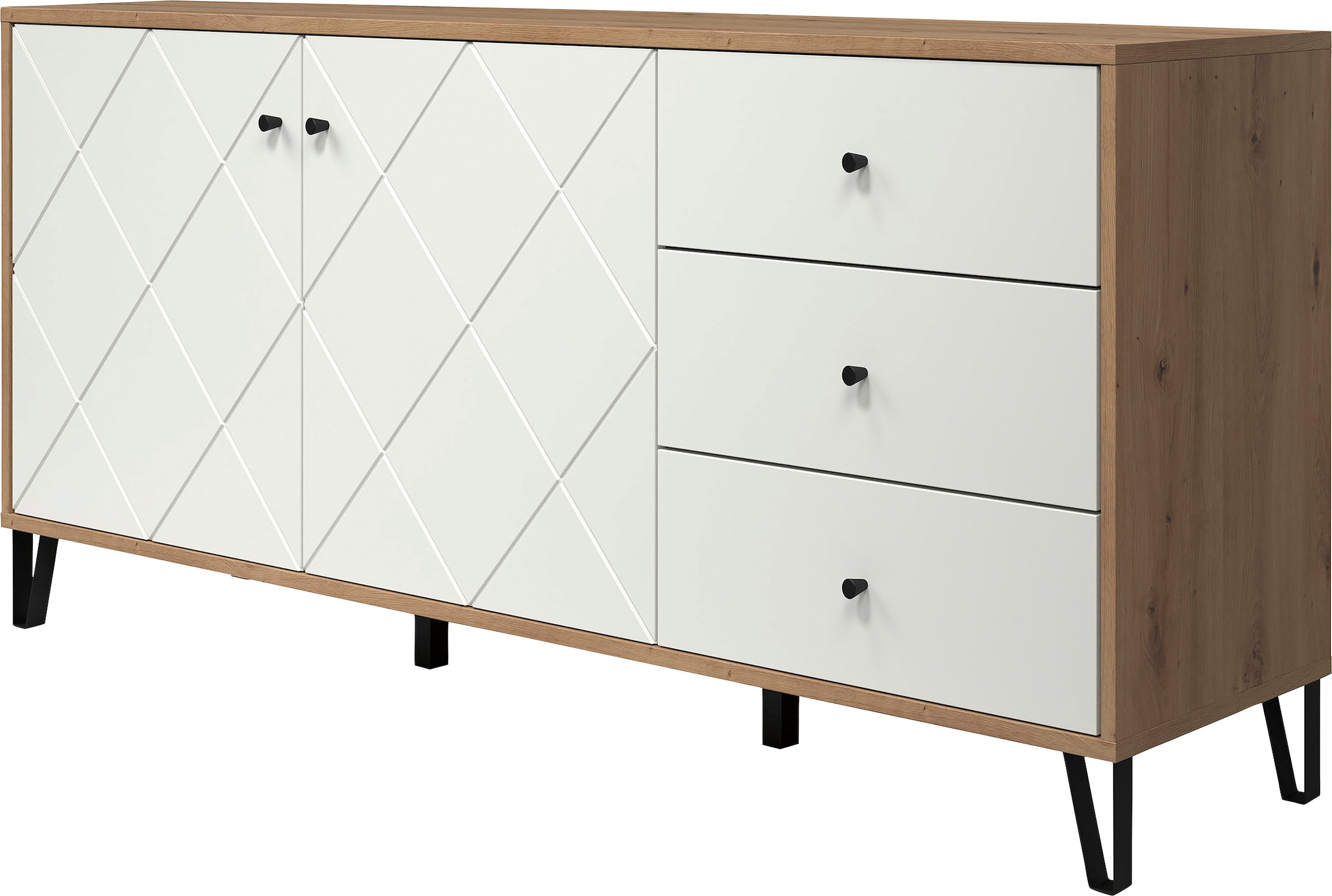 Places of Style Sideboard »Tarragona«, Kommode, Fräsungen in Rautenoptik, Breite 183 cm