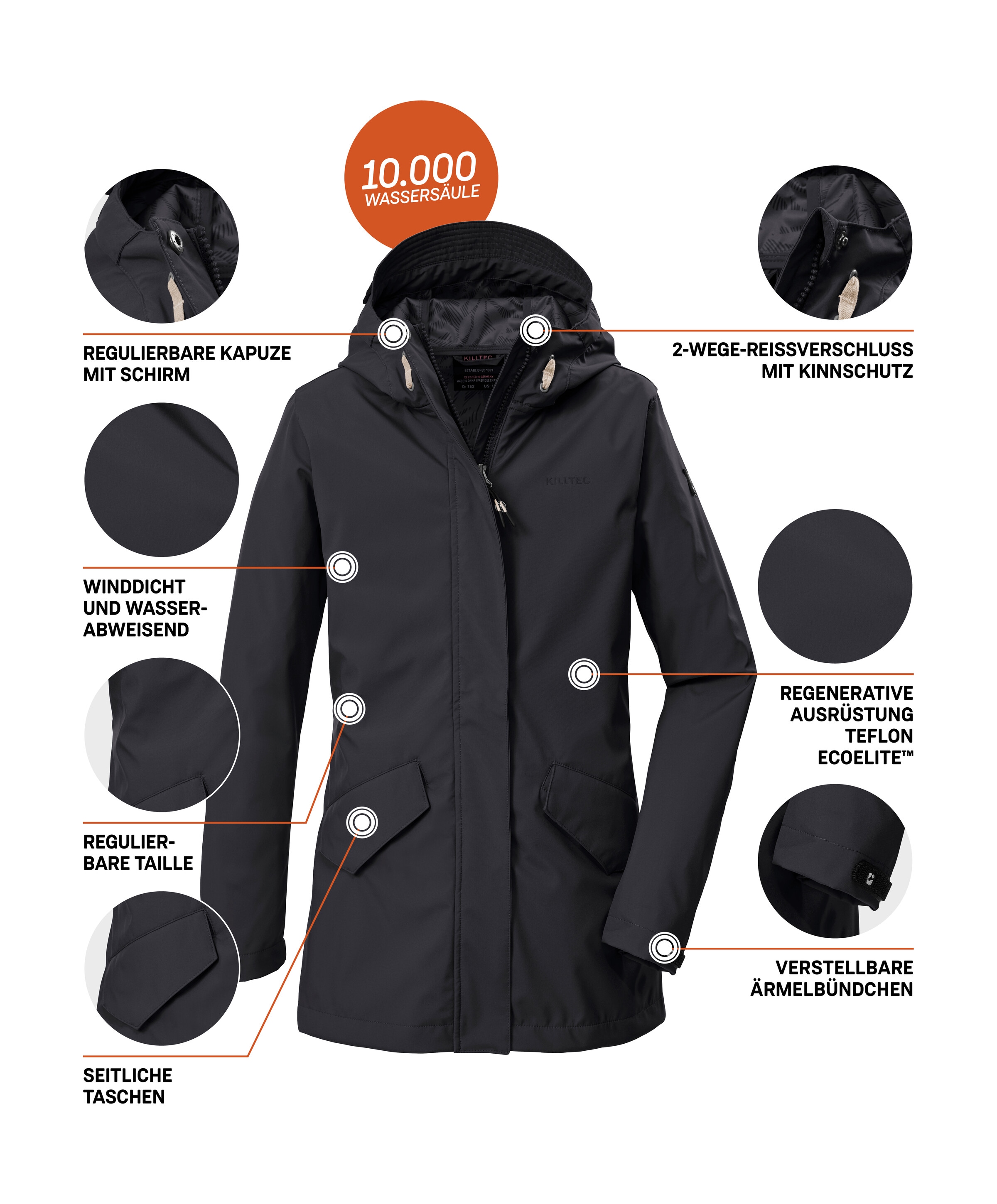 Killtec Softshellparka »KOS 120 GRLS SFTSHLL PRK« Wasserabweisender, winddichter Parka mit 10.000 mm Wassersäule