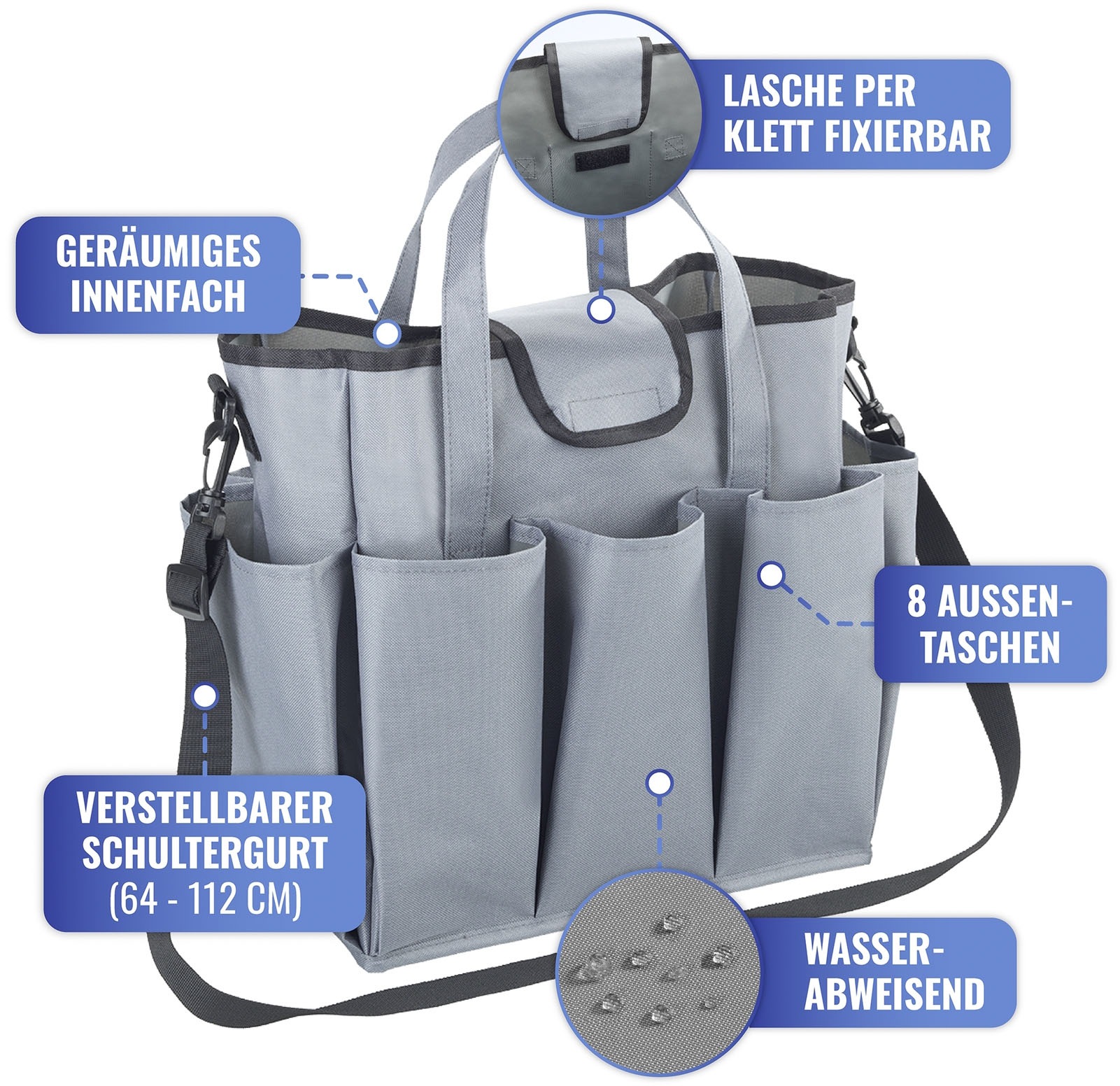 Maximex Organizer »Universal-Caddy 8 Taschen«, faltbare Tragetasche für zuhause und unterwegs, 15 Liter