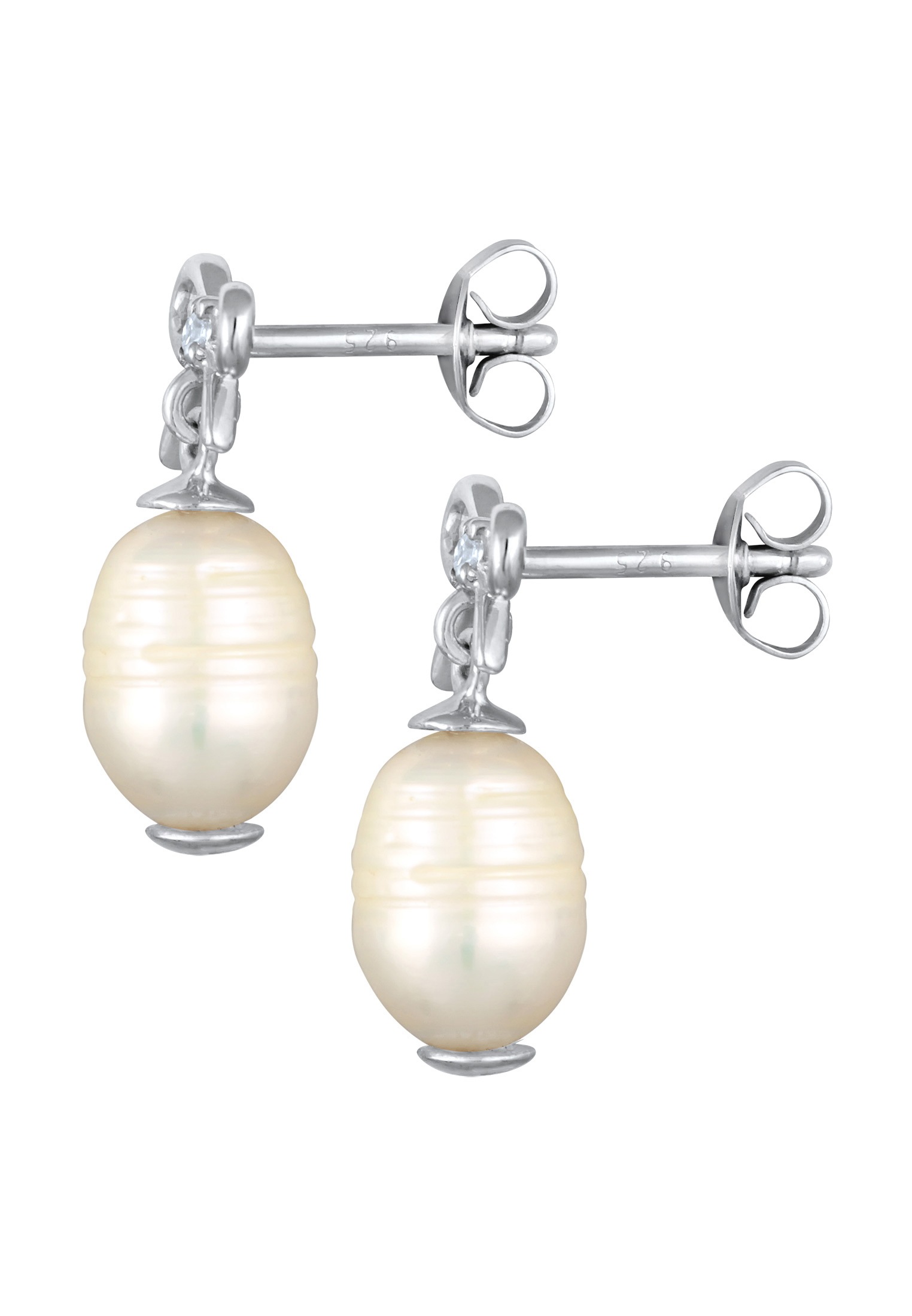 Elli Premium Paar Ohrstecker »Ohrringe Süßwasserperle Barock Schleife 925 Silber«
