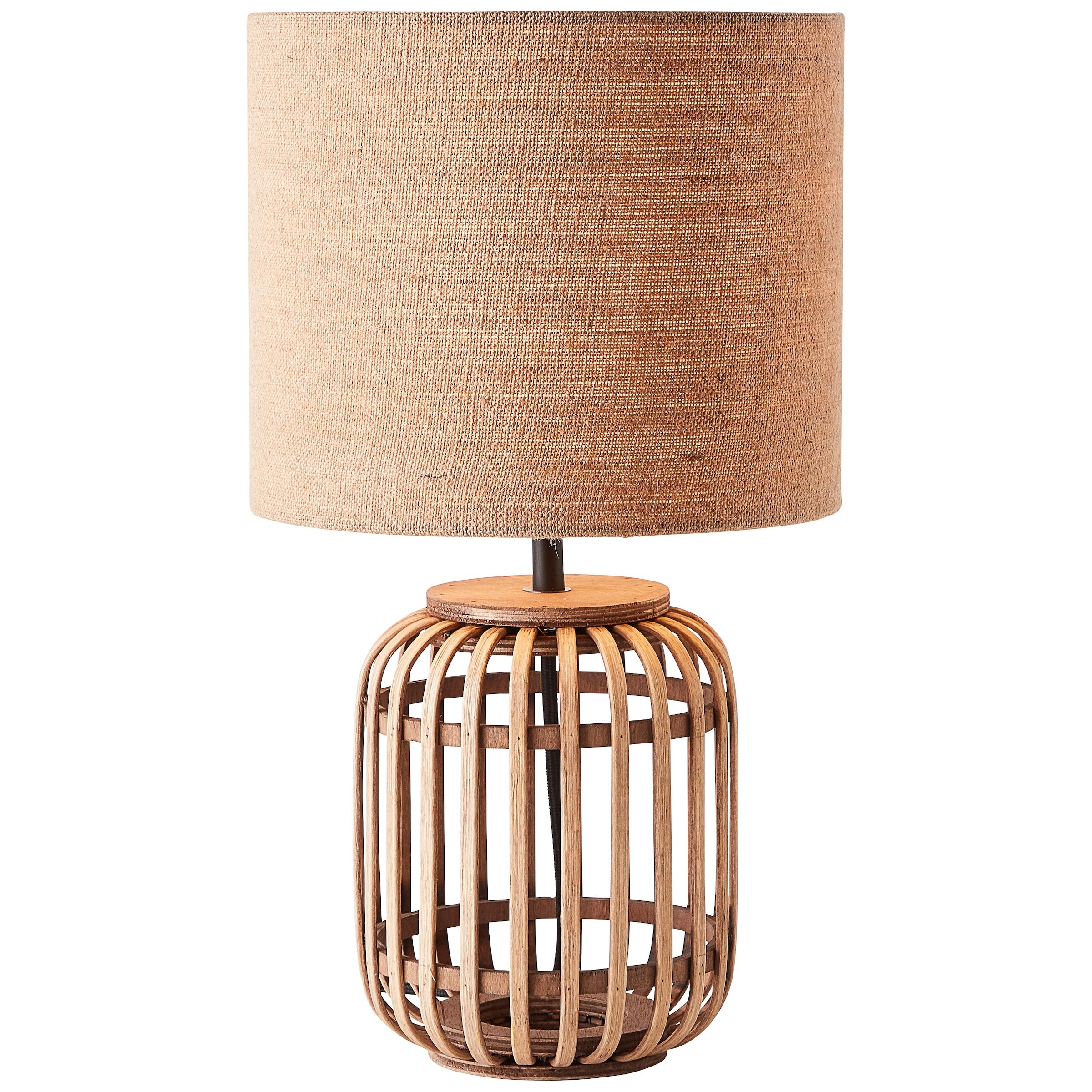 Brilliant Tischleuchte »Woodrow«, 1 flammig, Leuchtmittel E27 | ohne Leuchtmittel, Nature Stil, 42,5 cm Höhe, Ø 24 cm, E27, Bambus/Textil/Metall, braun