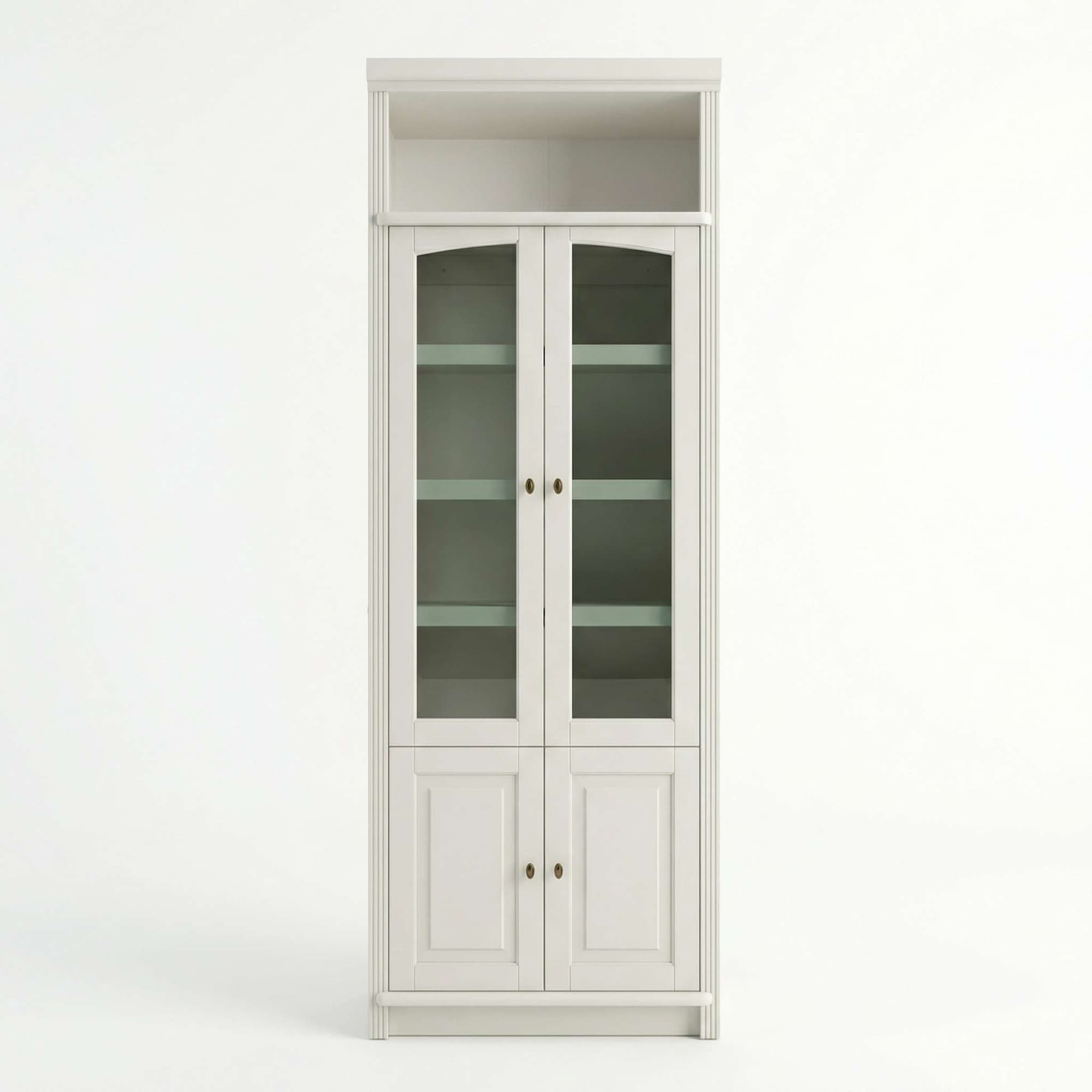 OTTO home Vitrine »Soeren Regal mit 2 Glastüren und 2 Holztüren, B/TH: 80/29/220 cm« Kiefer FSC®-zertifiziert, 1 offenes Fach, 6 Fächer hinter den Türen