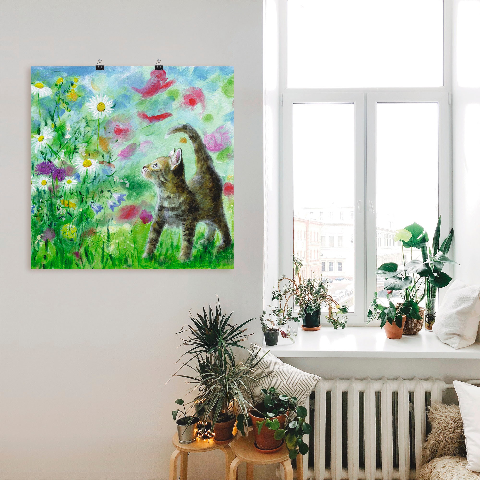 Artland Wandbild »Sommerwiese mit Kätzchen« Haustiere 1 Stk. tlg. als Leinwandbild, Poster in verschied. Größen